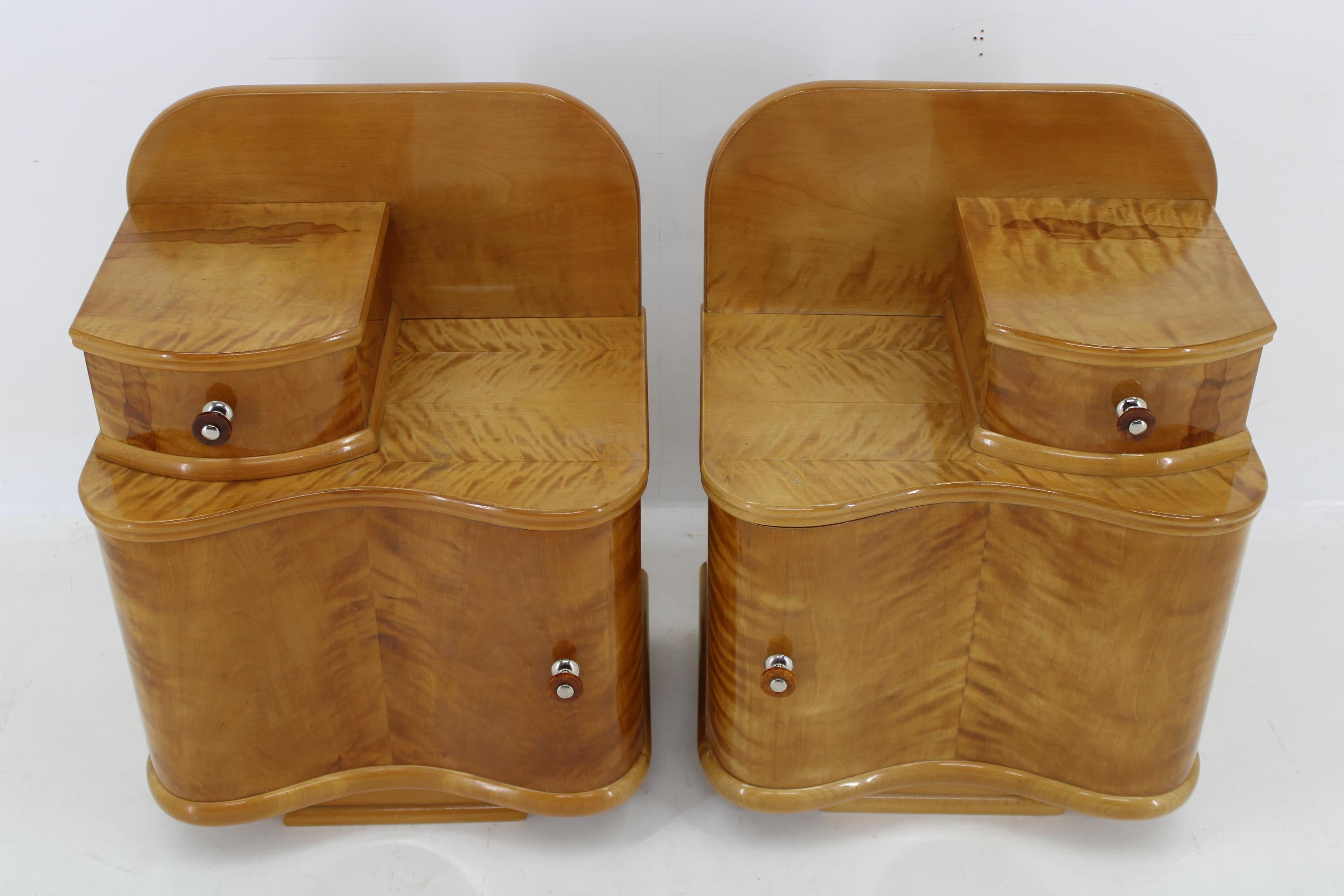 Mid-20th Century 1950s Pair of Bedside Tables, Czechoslovakia For Sale