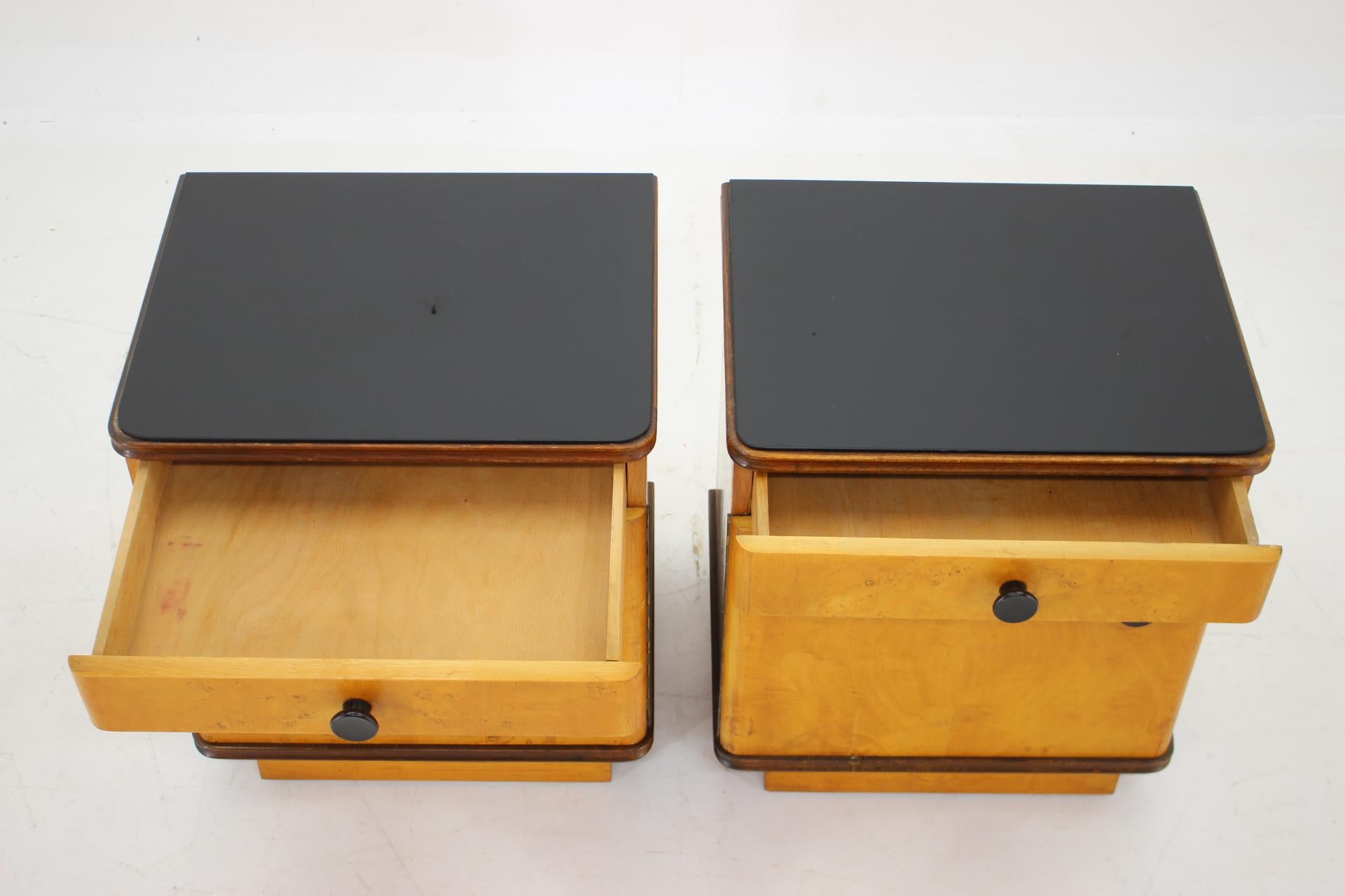 Wood 1950s Pair of Bedside Tables, Czechoslovakia For Sale