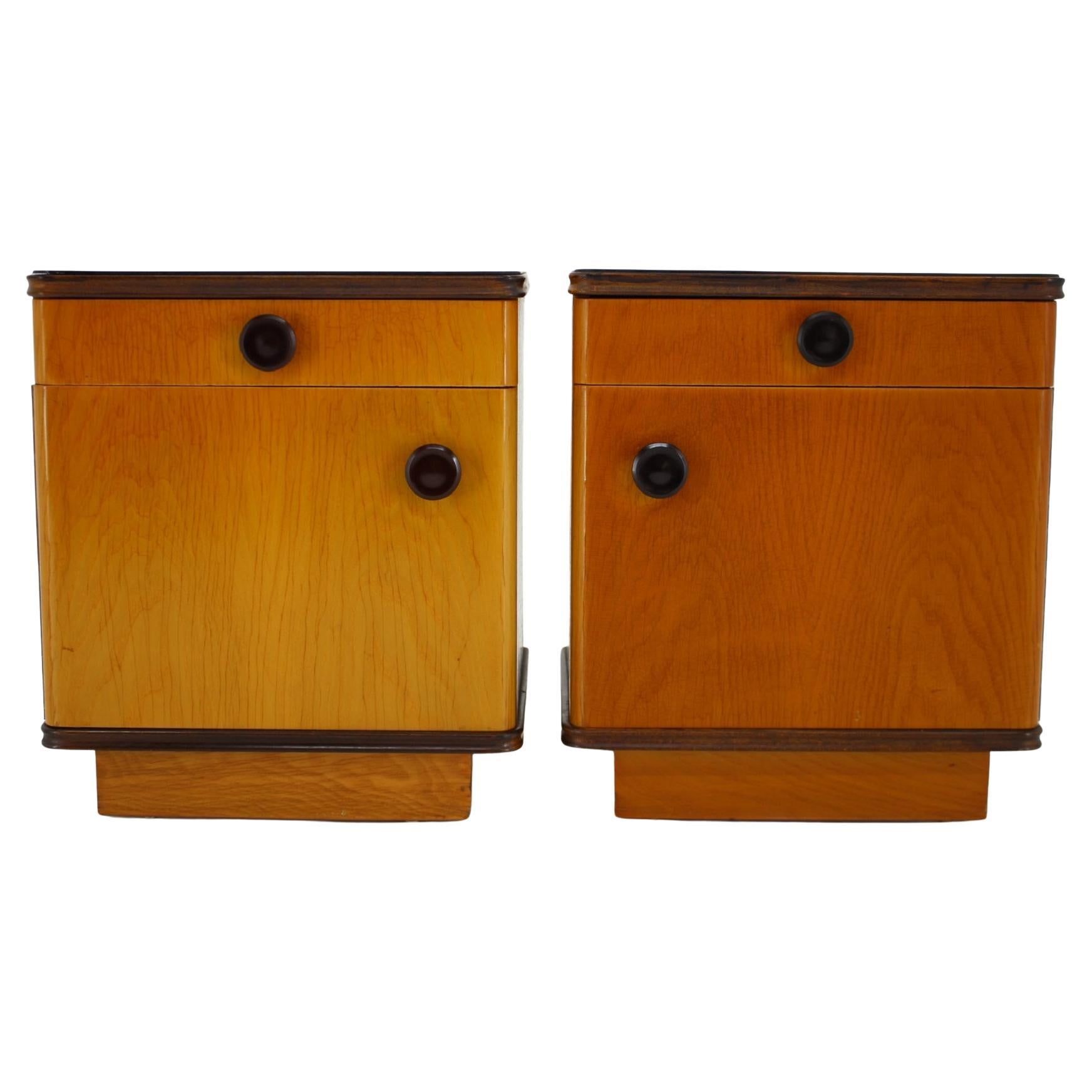1950s Pair of Bedside Tables, Czechoslovakia For Sale at 1stDibs