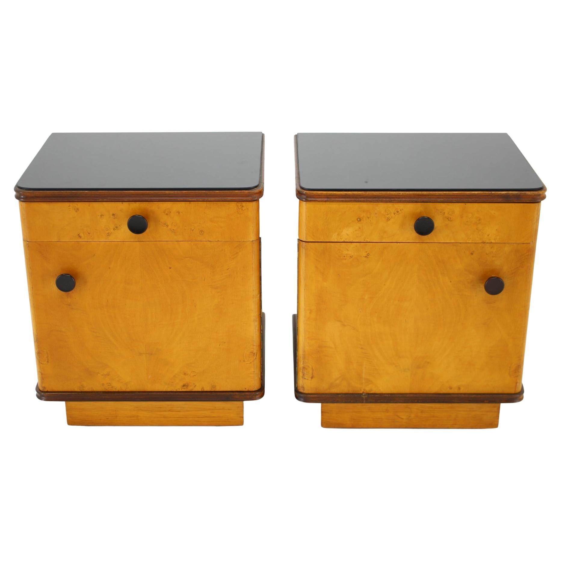 1950s Pair of Bedside Tables, Czechoslovakia For Sale
