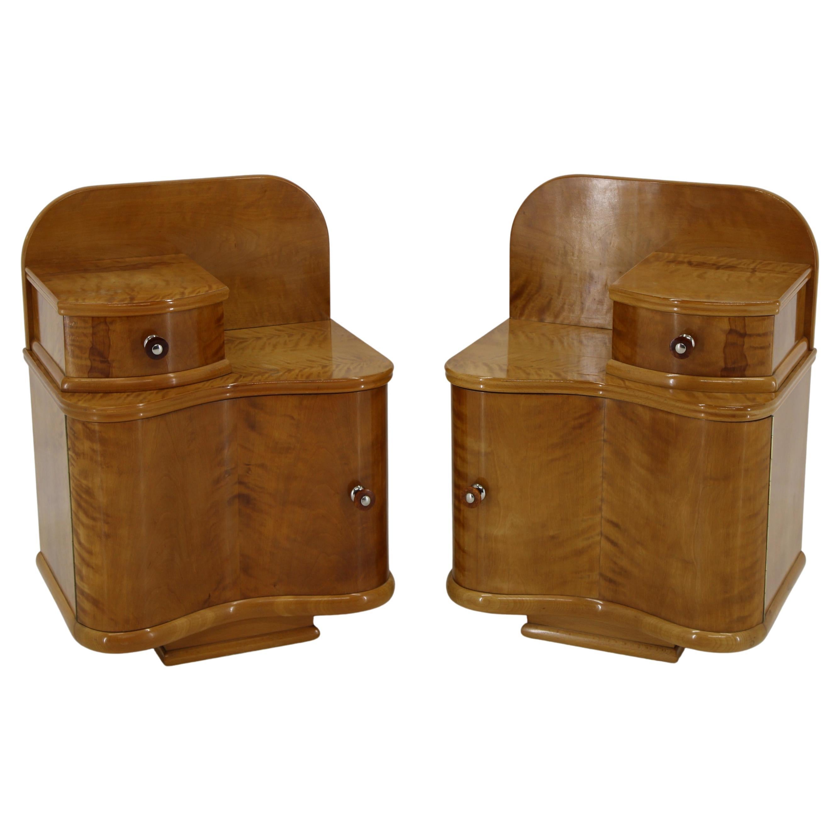 1950s Pair of Bedside Tables, Czechoslovakia For Sale