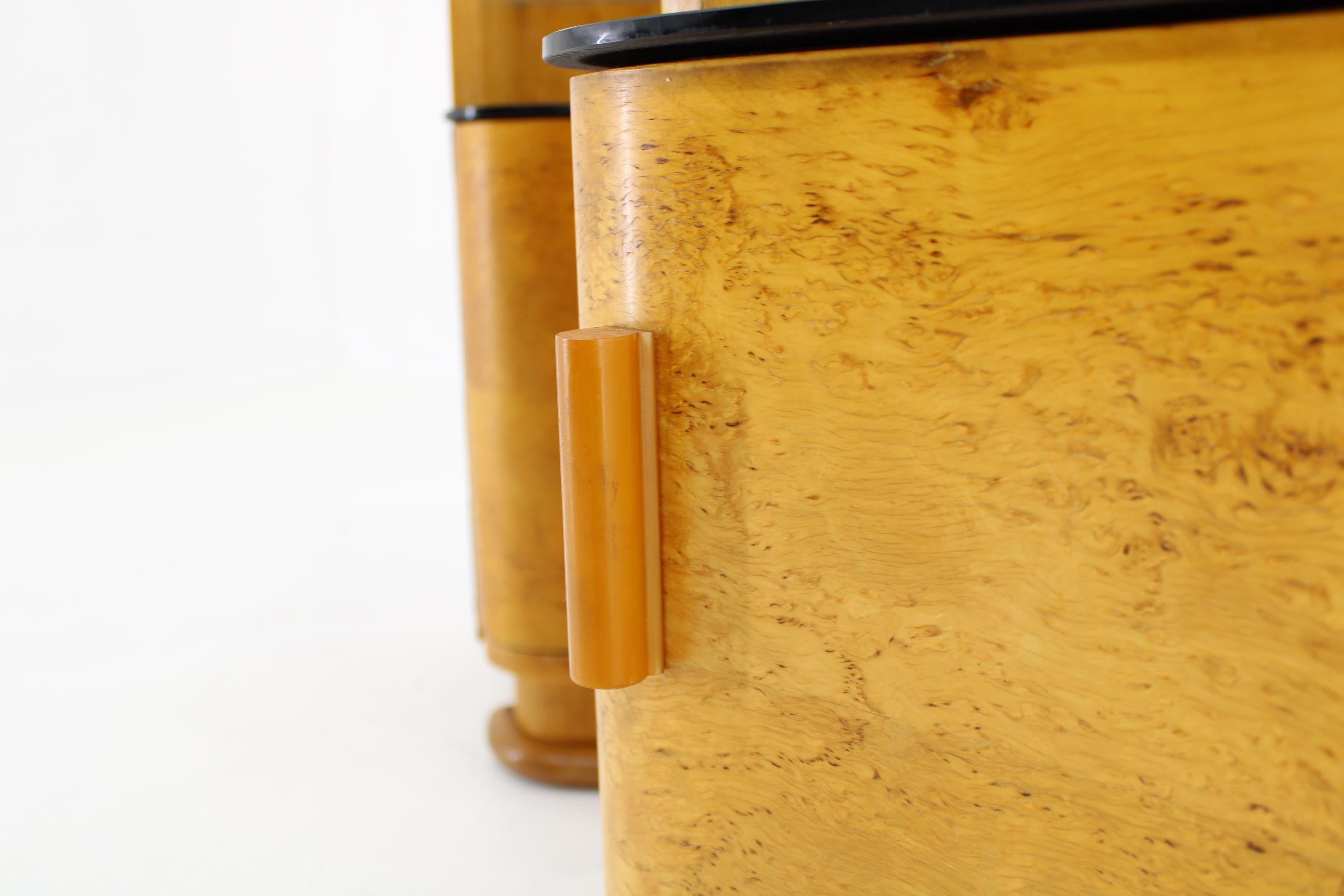 1950s Pair of Bedside Tables in Maple Finish, Czechoslovakia 4