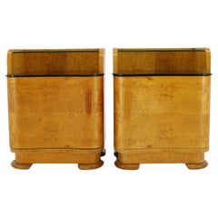 1950s Pair of Bedside Tables in Maple Finish, Czechoslovakia