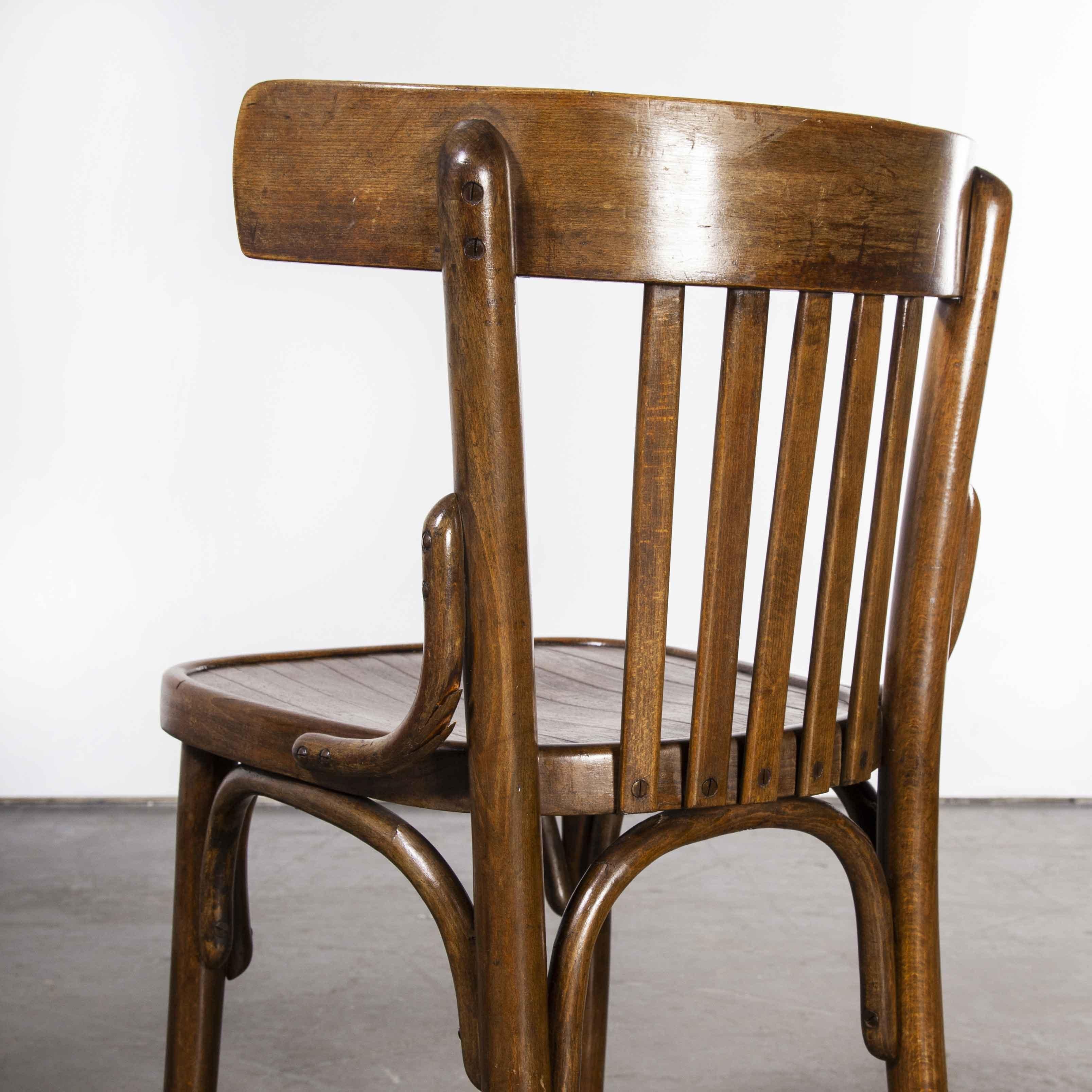 1950's Pair of Bentwood Dining Chairs, Dark Walnut In Fair Condition In Hook, Hampshire
