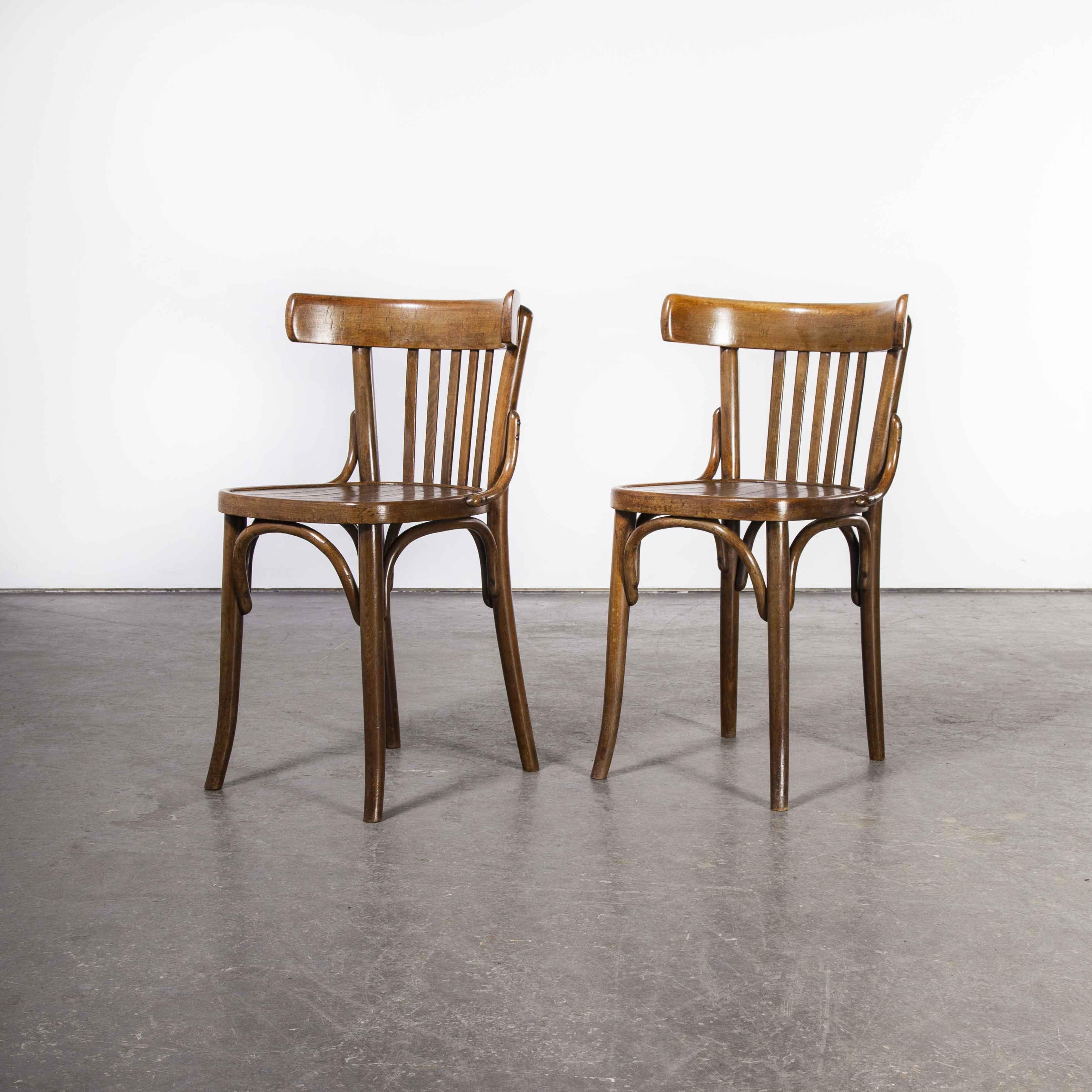 Mid-20th Century 1950's Pair of Bentwood Dining Chairs, Dark Walnut