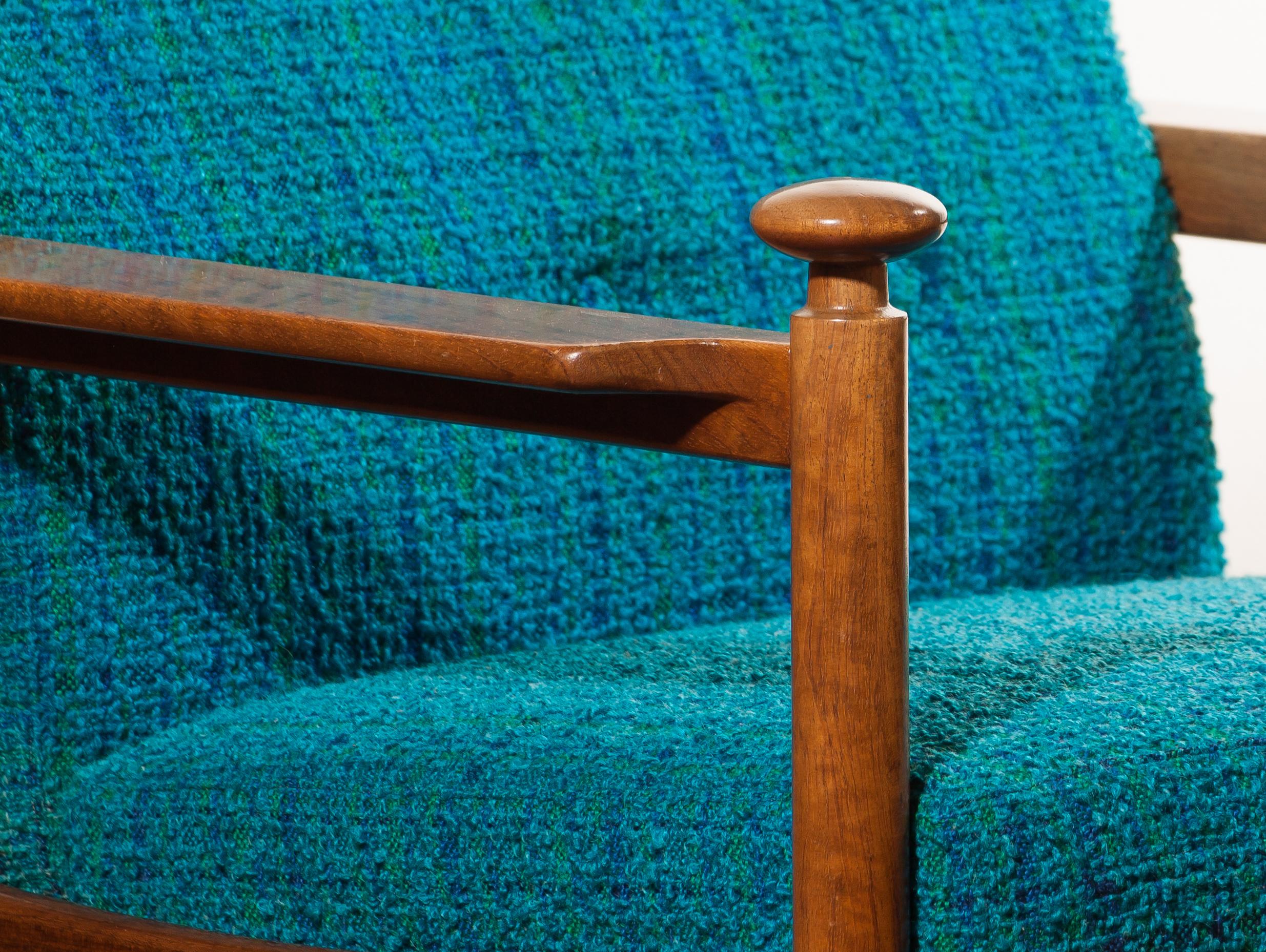 1950s, Pair of Blue Lounge Chairs by Torbjørn Afdal for Sandvik & Co. Mobler 2
