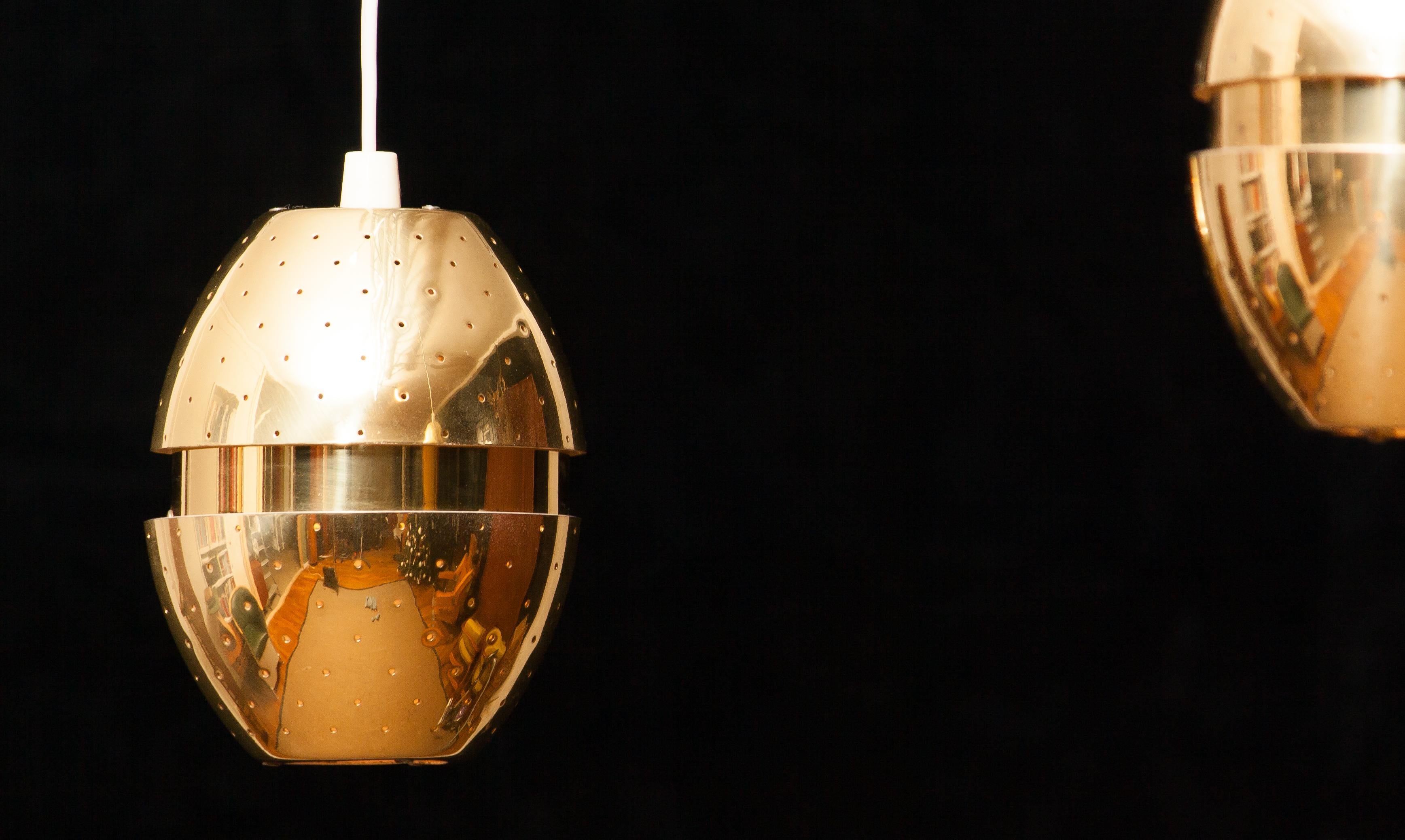 Swedish 1950s Pair of Brass 'Egg' Pendant by Hans-Agne Jakobsson