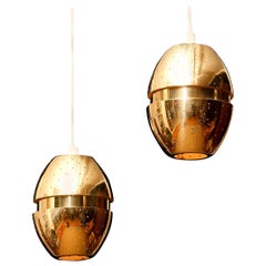 1950s Pair of Brass 'Egg' Pendant by Hans-Agne Jakobsson