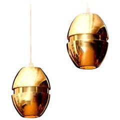 1950s Pair of Brass 'Egg' Pendant by Hans-Agne Jakobsson