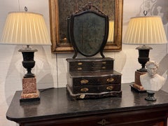 1950s Pair of Bronze and Marble Urn Lamps