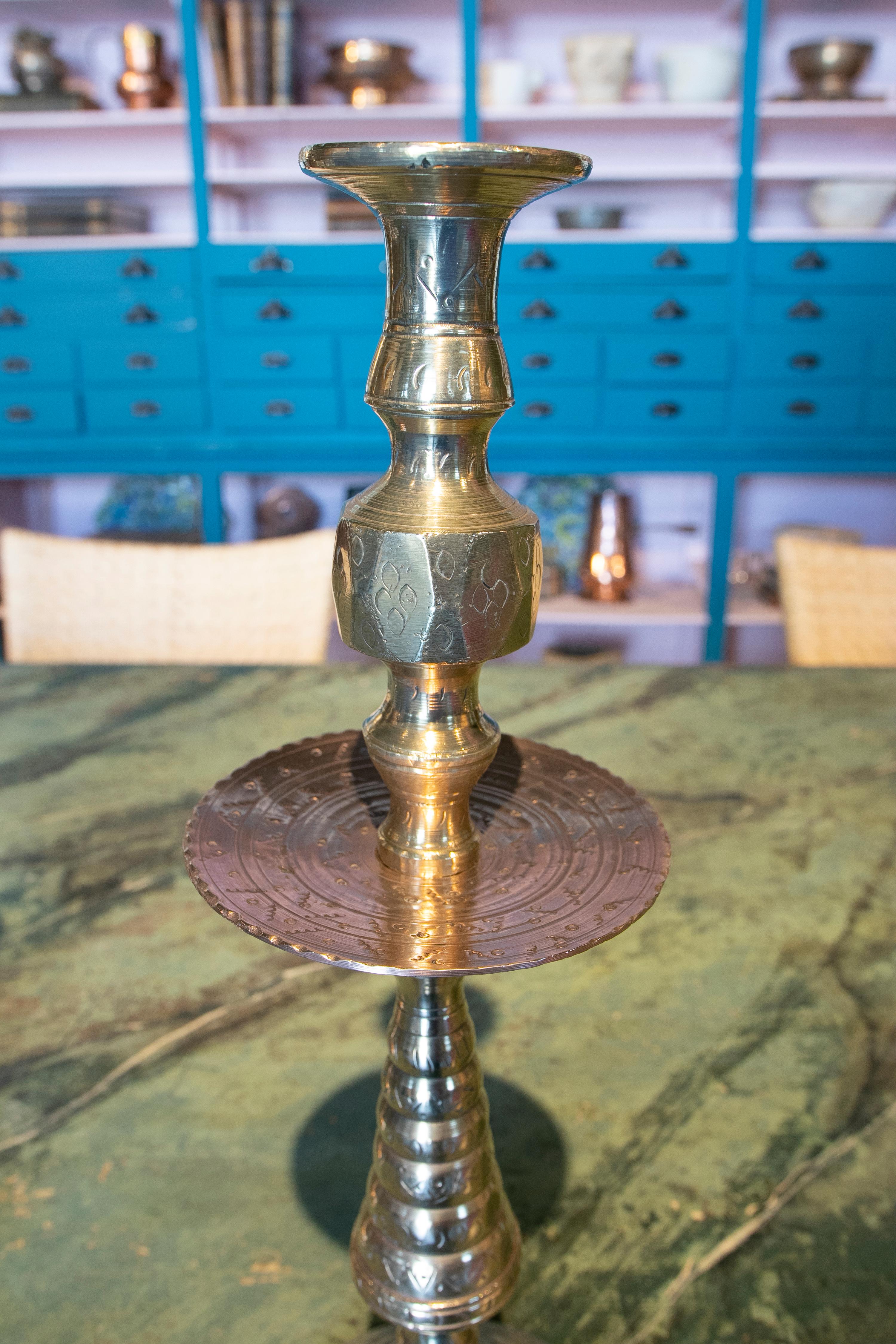 1950s Pair of Bronze Candlesticks In Good Condition For Sale In Marbella, ES