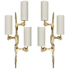 1950s Pair of Bronze Wall Lights Maison Arlus