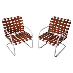 Vintage 1950's Pair of Cantilevered Outdoor Chairs by Brown Jordan