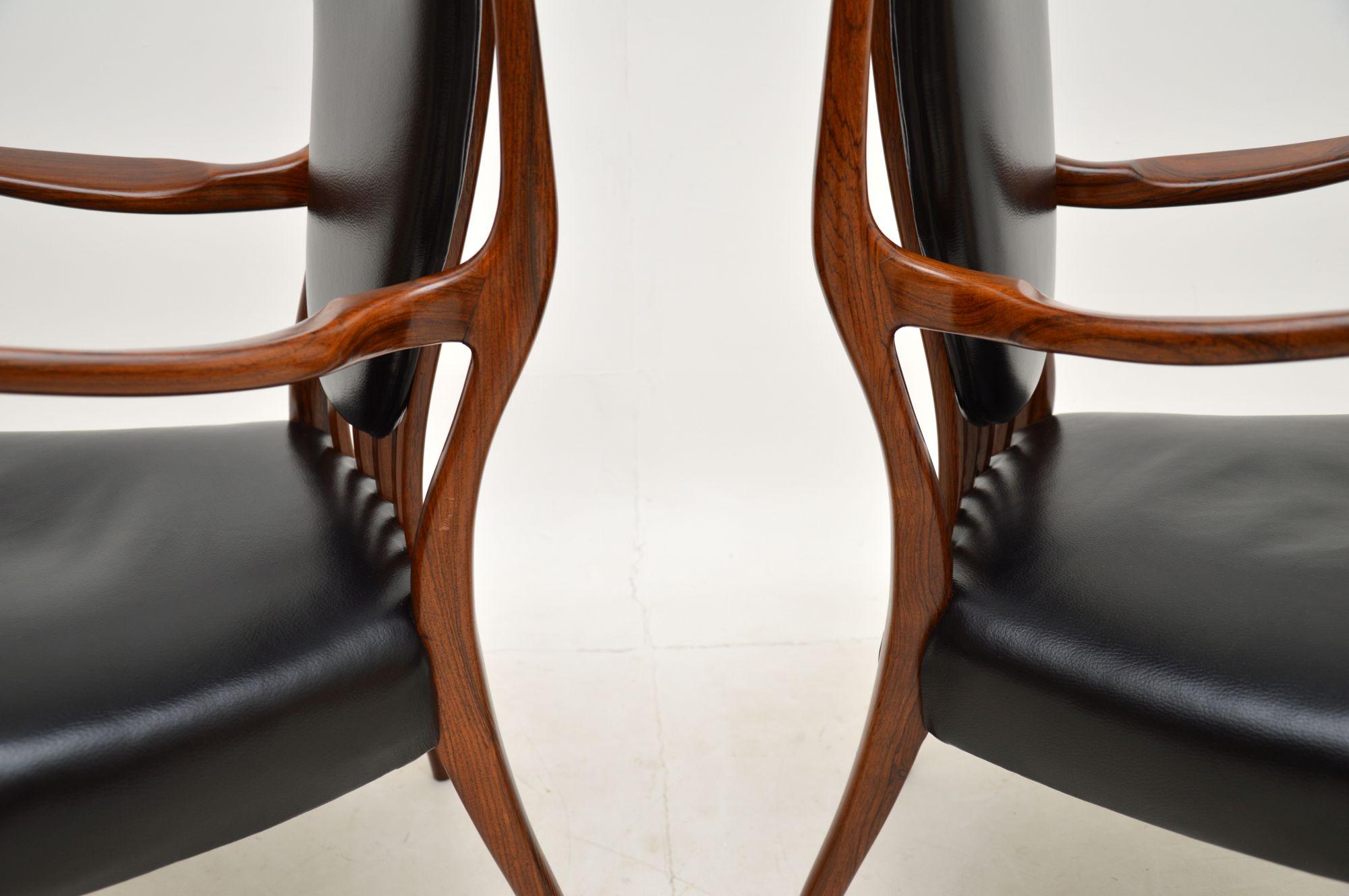 Leather 1950s Pair of Carver Armchairs by Andrew Milne For Sale