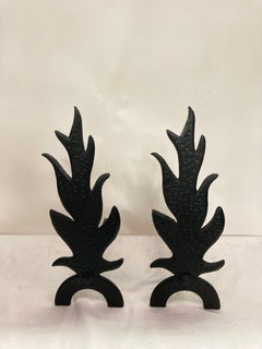 1950's pair of cast iron andirons