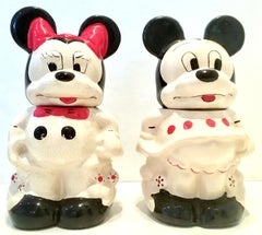 1950'S Pair Of Ceramic Mickey & Minnie Mouse "Turnabout" Cookie Jars