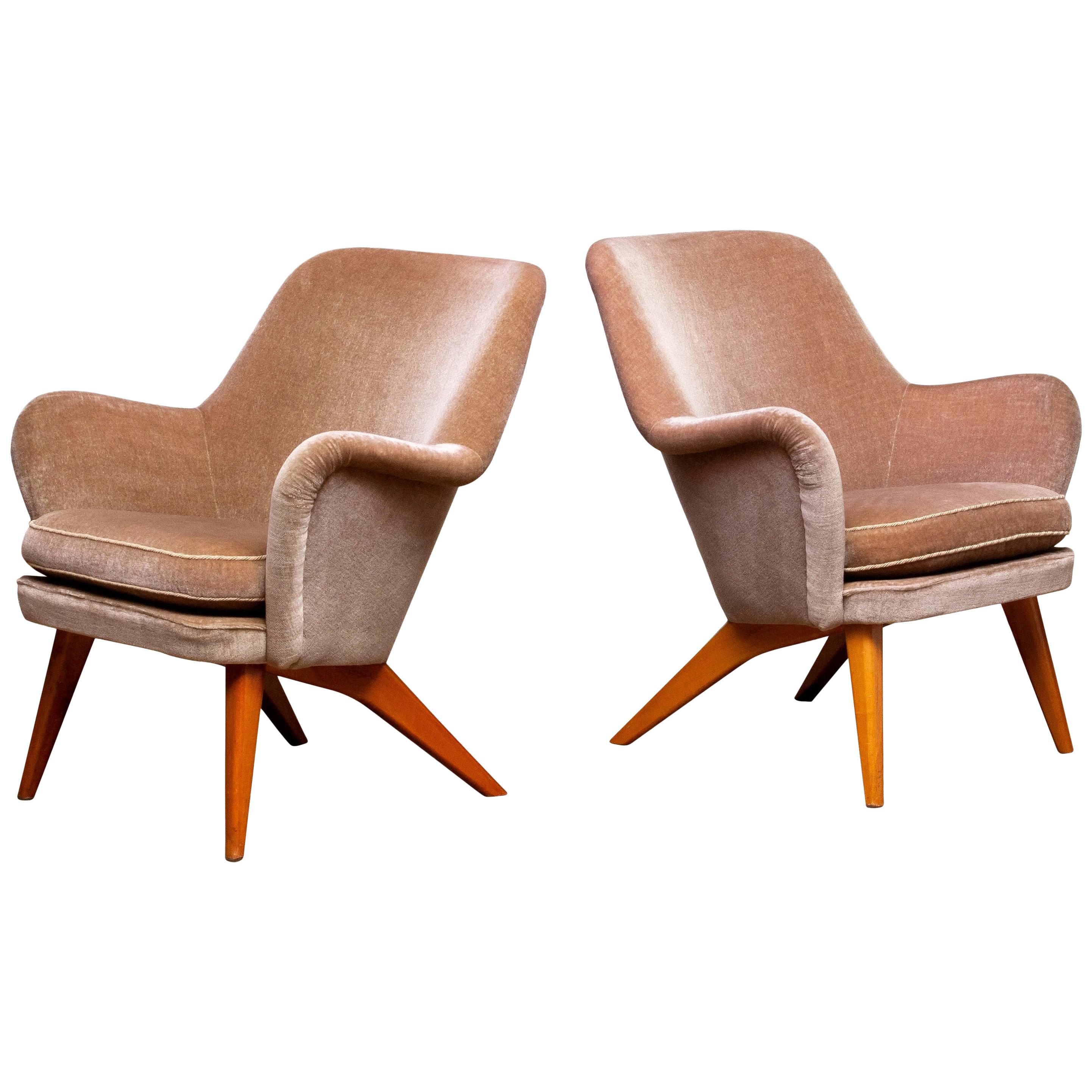 Mid-Century Modern 1950s Pair of Chairs by Carl Gustav Hiort af Ornäs for Puunveisto Oy-Trasnideri