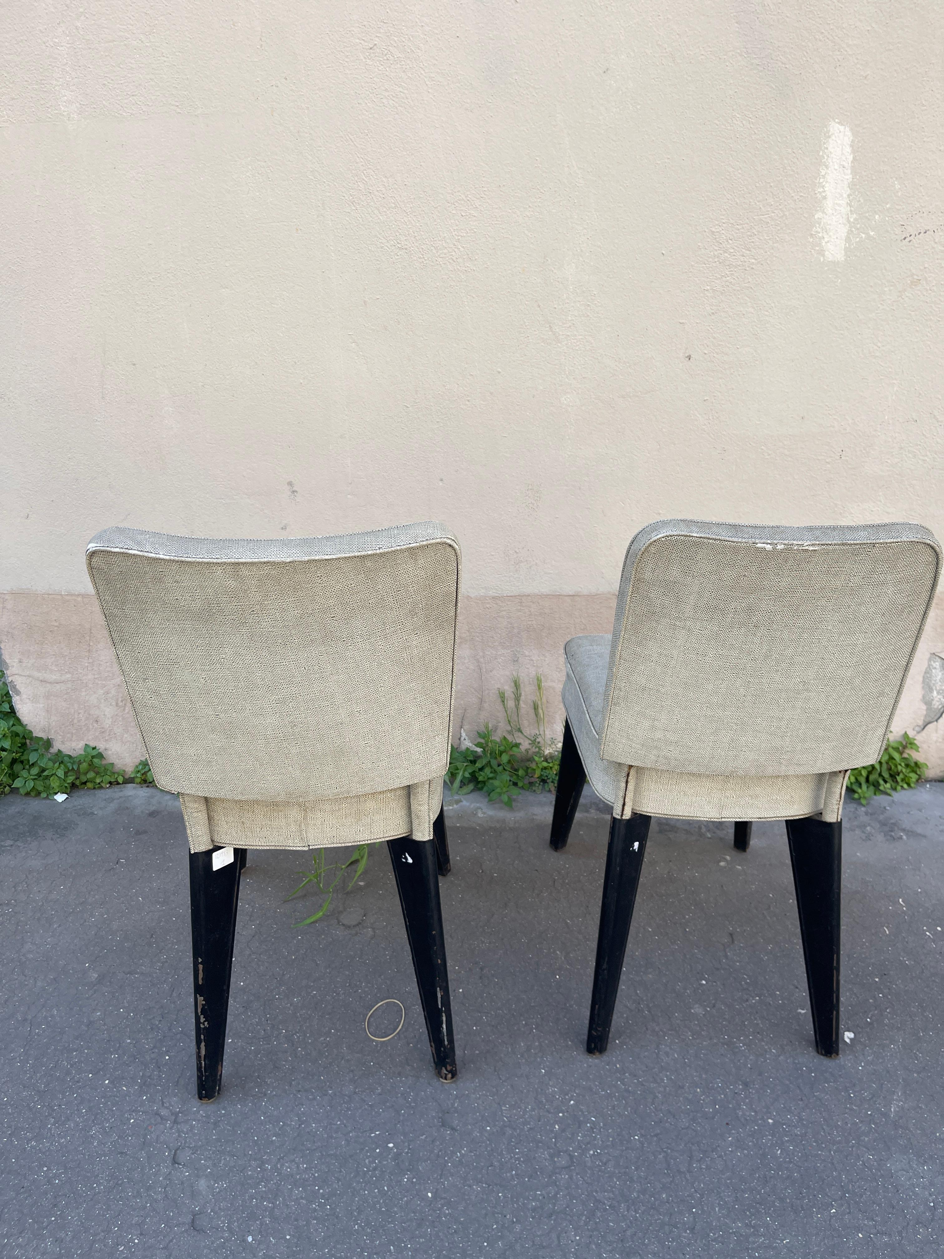 Métal 1950's pair of chairs by Dominique en vente