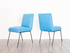 1950s Pair of Chairs in Wrought Iron and Blue Linen by Abraham Palatnik, Brazil