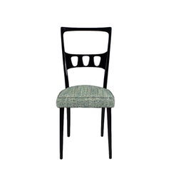 Pair of Mid-Century Modern Chairs, School of Turin, Beech, Fabric - Italy