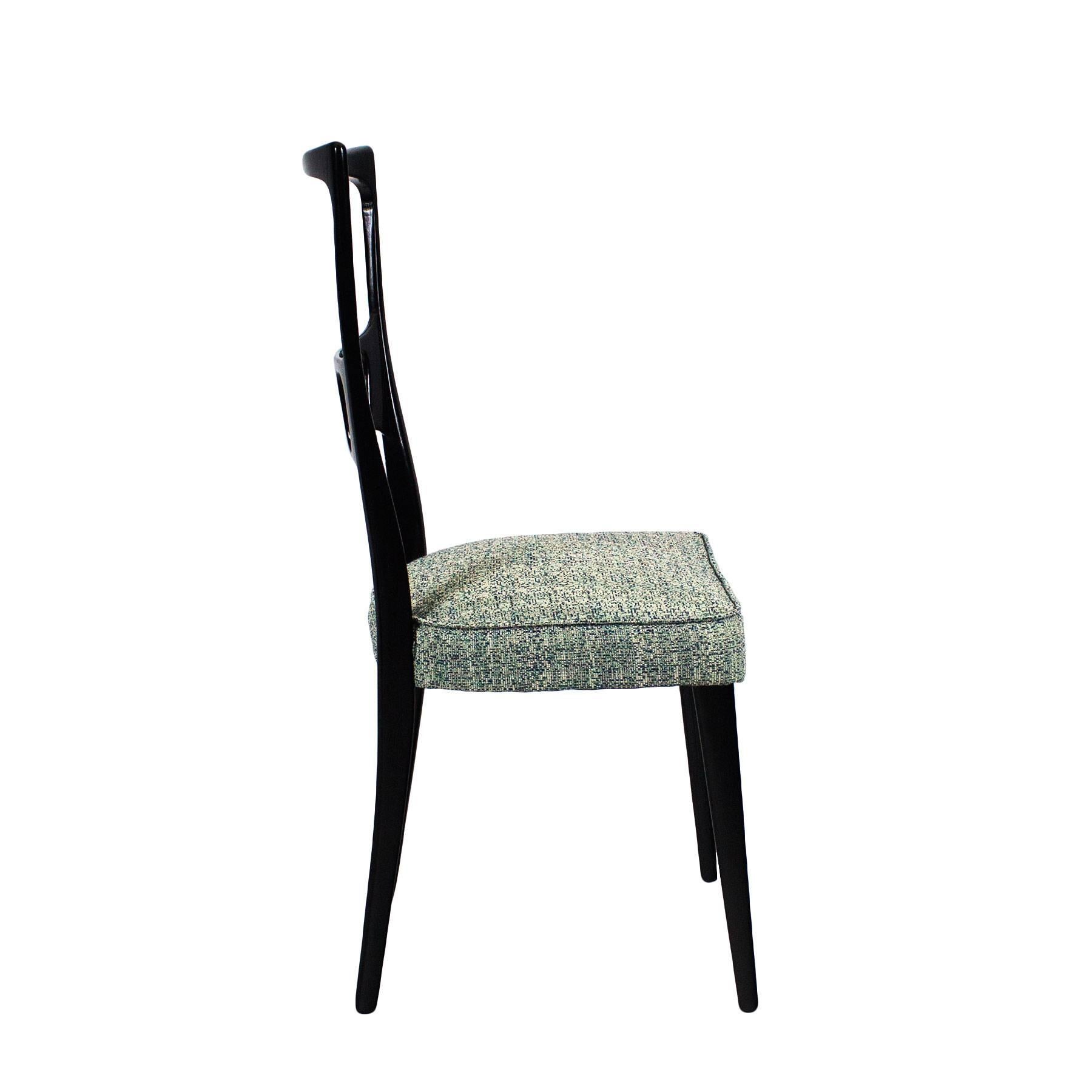 Italian Pair of Mid-Century Modern Chairs, School of Turin, Beech, Fabric - Italy For Sale