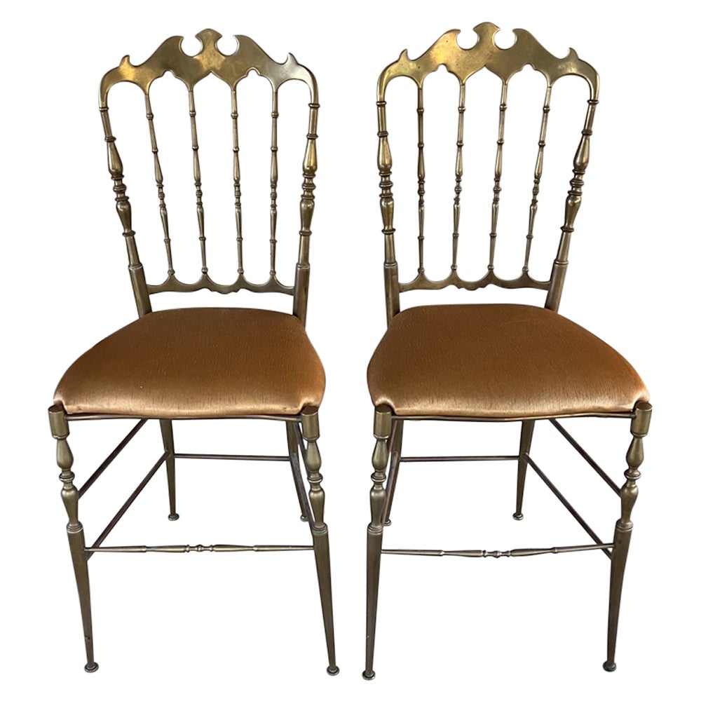 Coppia di poltrone di Chiavari in ottone del 1950