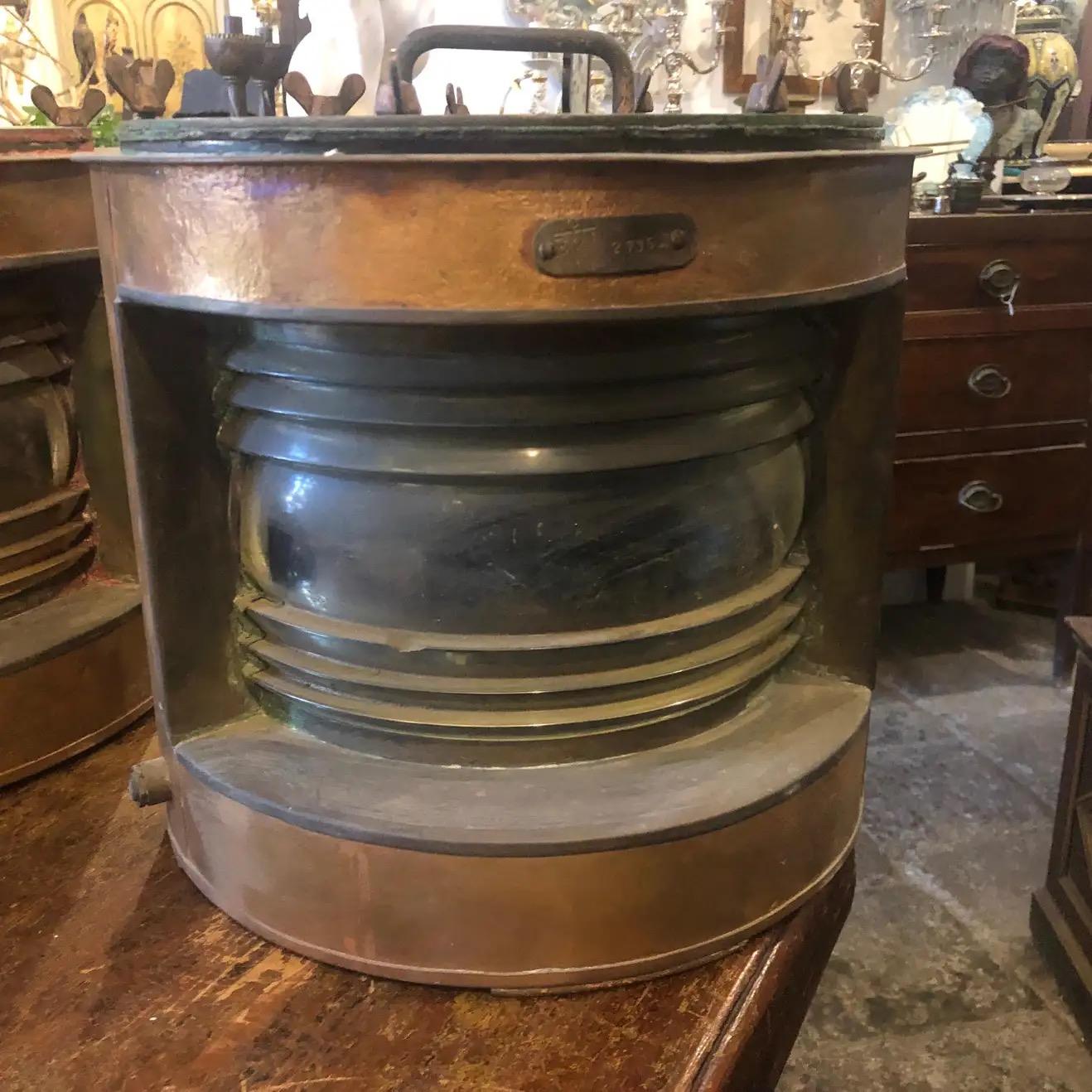1950s, Pair of Copper and Brass Italian Boat Lamps 4