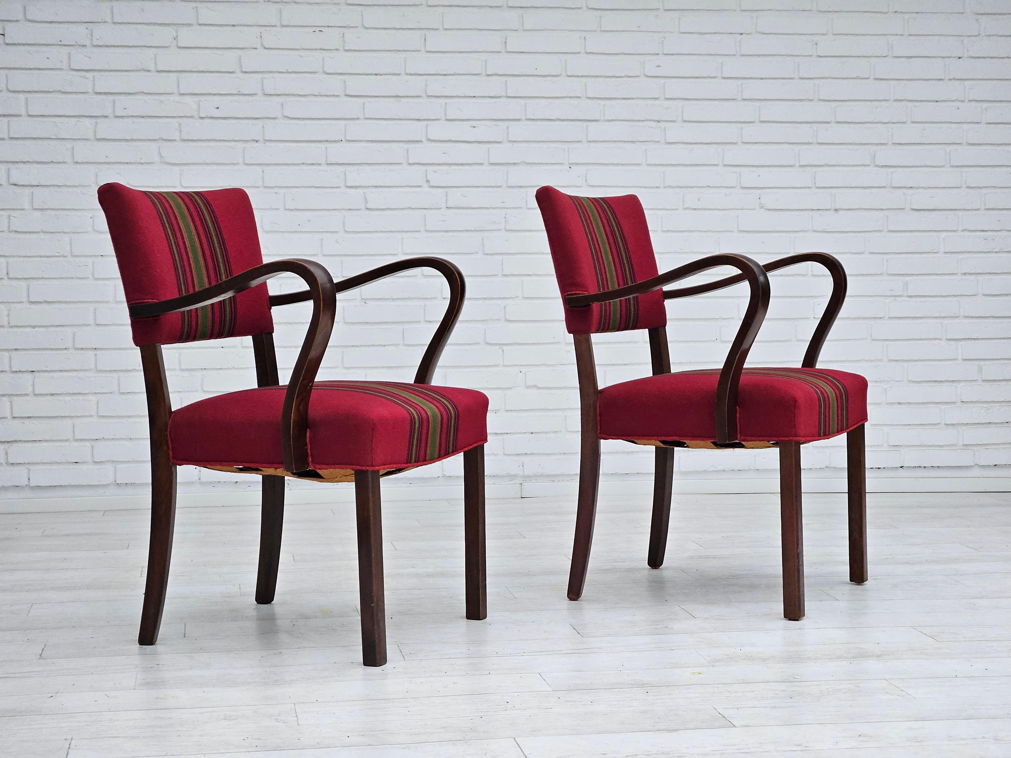 Scandinave moderne 1950s, paire de fauteuils Wood Wood, riginal très bon état, bois de frêne. en vente
