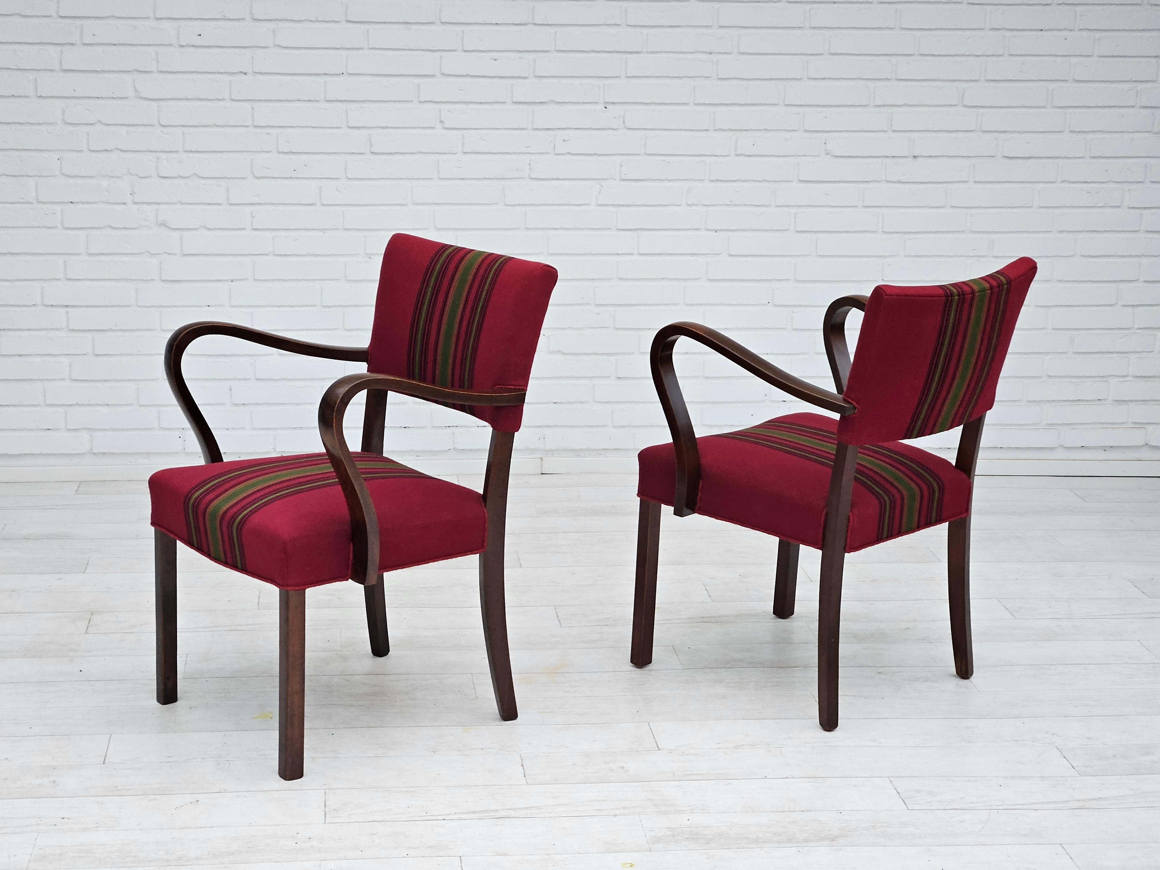 Danois 1950s, paire de fauteuils Wood Wood, riginal très bon état, bois de frêne. en vente