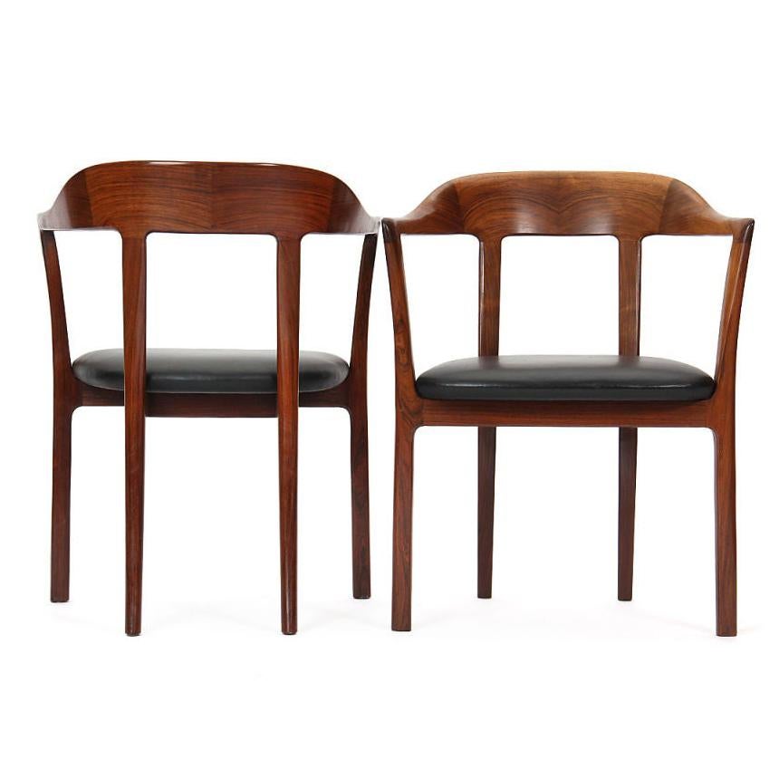 1950s Pair of Danish Hump Back Armchairs by Ole Wanscher for A.J. Iversen
