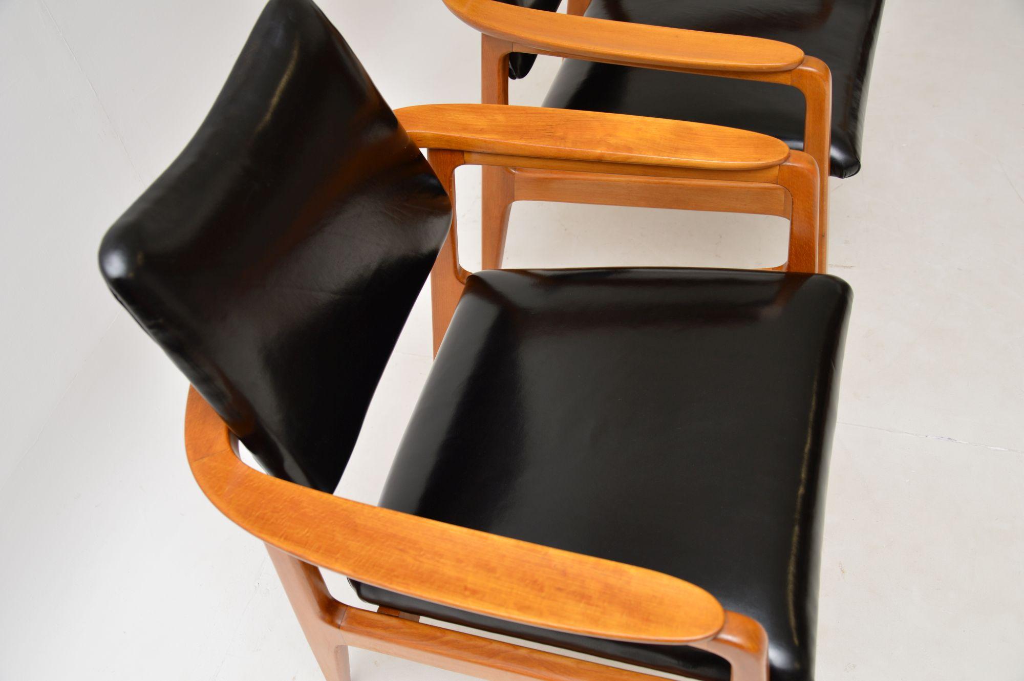 1950's Pair of Danish Leather Armchairs by Sigvard Bernadotte For Sale 3