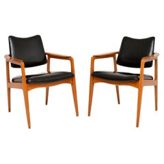 Vintage 1950's Pair of Danish Leather Armchairs by Sigvard Bernadotte