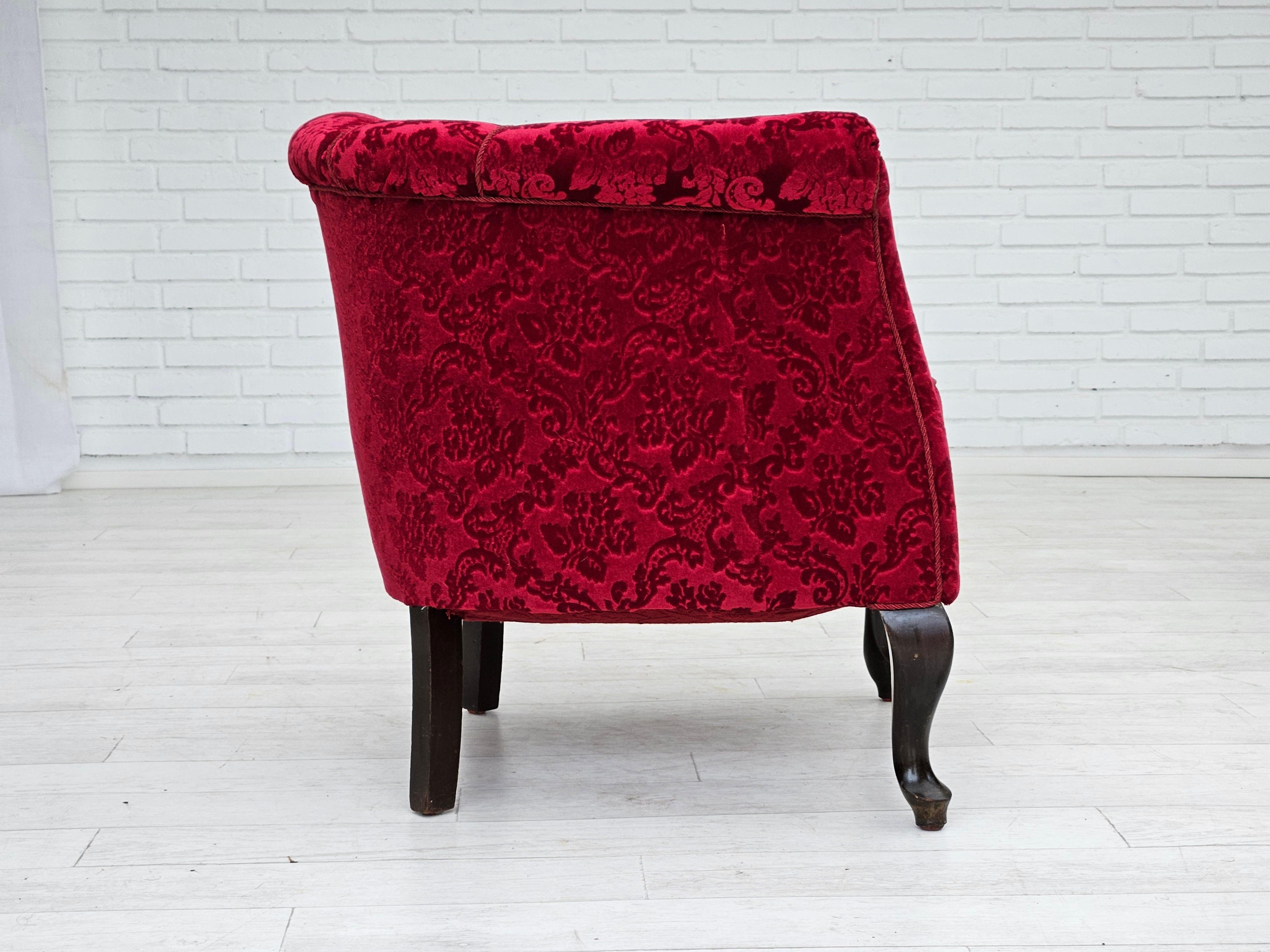 Anni '50, coppia di sedie da salotto Wood Wood, tessuto di cotone/lana rosso, legno di faggio. in vendita 6