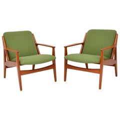 1950s Pair of Danish Teak Armchairs by Arne Vodder