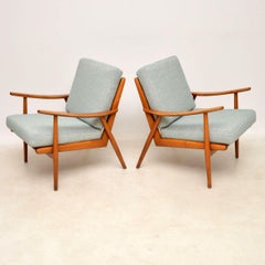 1950s Pair of Danish Vintage Elm Armchairs