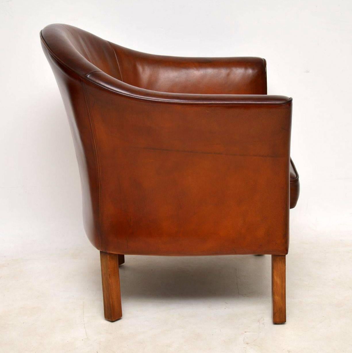 1950s Pair of Danish Vintage Leather Armchairs by Mogens Hansen 1