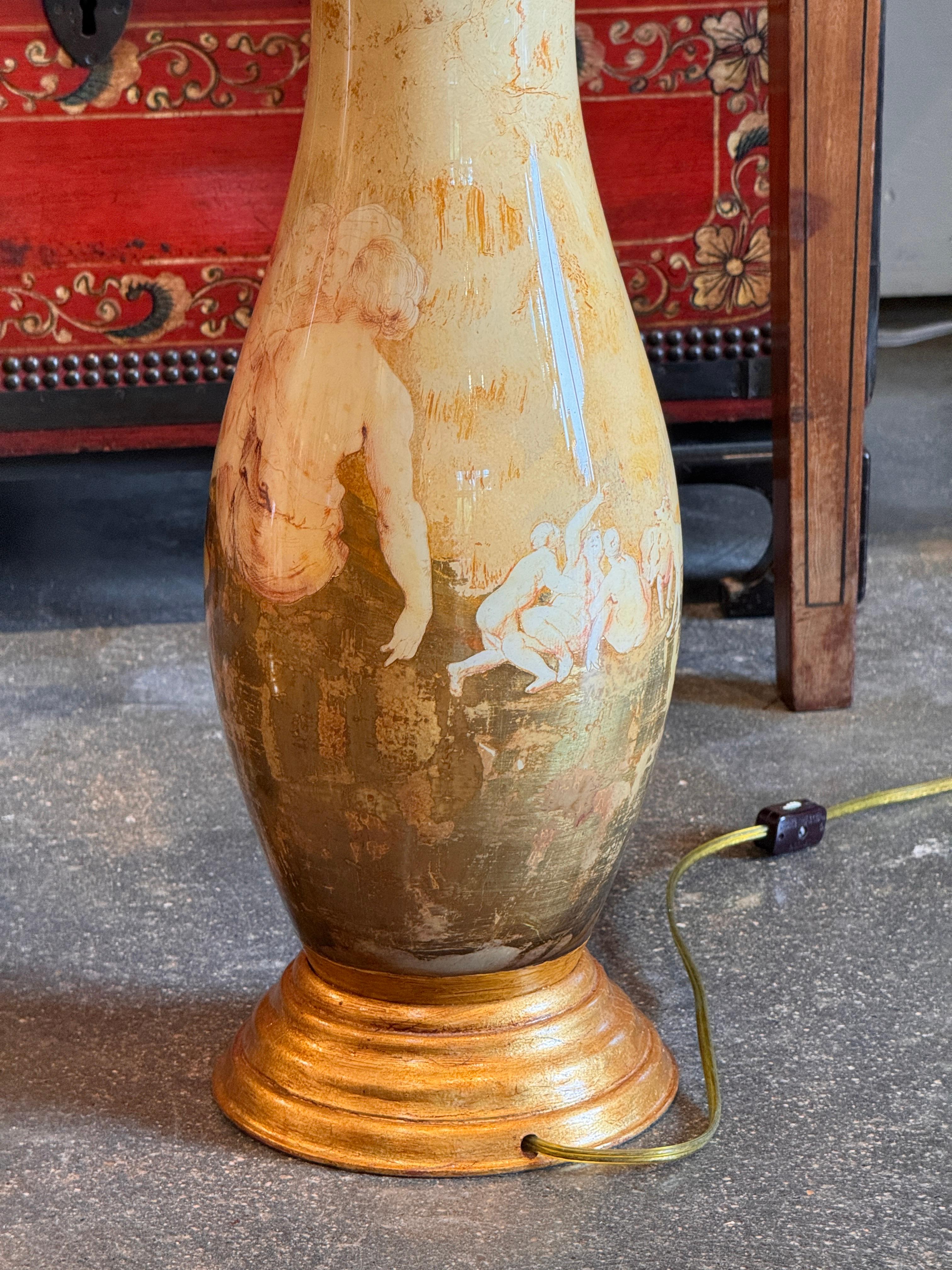 Pareja de Lámparas Decalcomania de los años 50 en venta 6