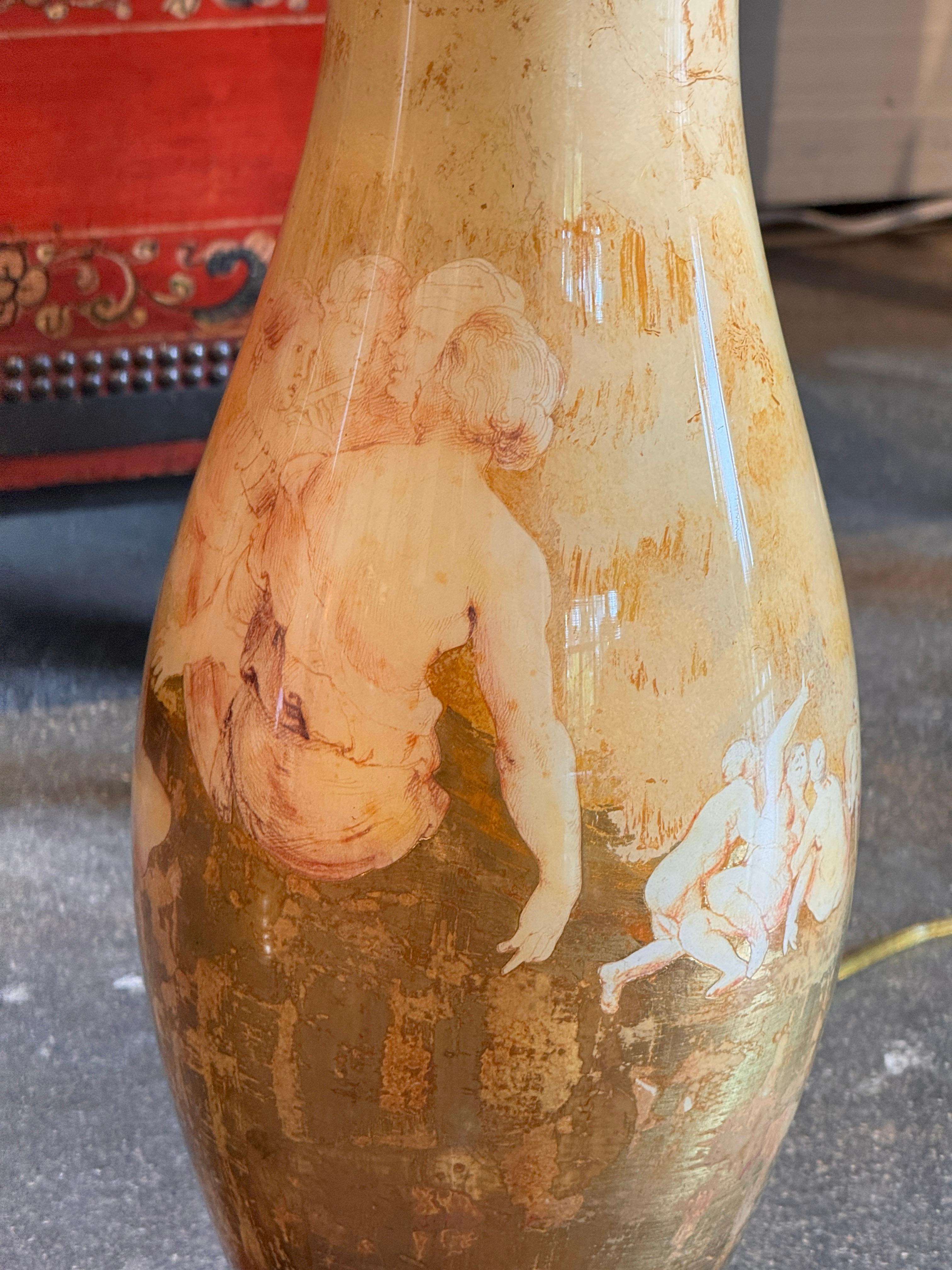 Pareja de Lámparas Decalcomania de los años 50 en venta 7