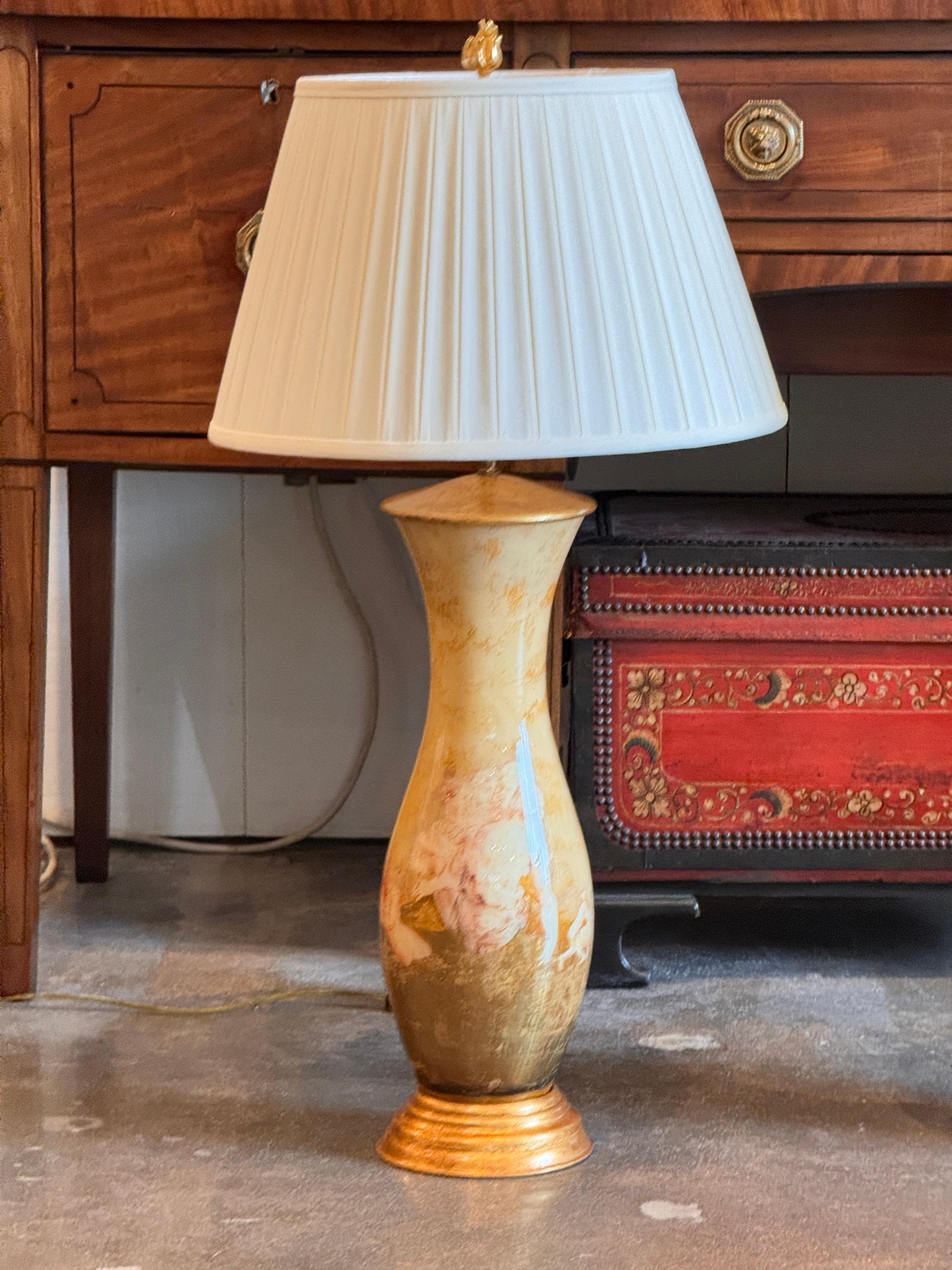 Pareja de Lámparas Decalcomania de los años 50 Cerámico en venta