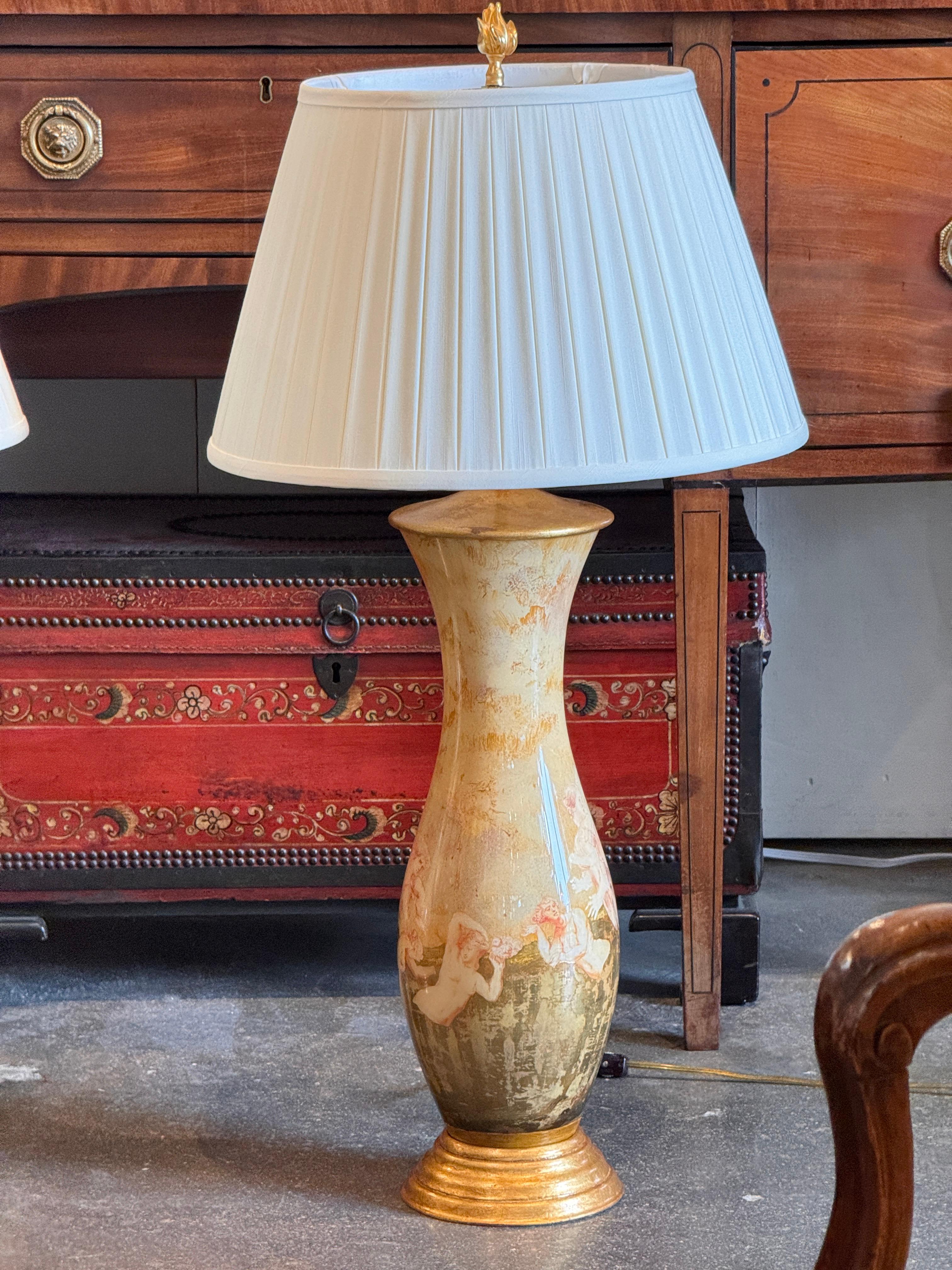 Pareja de Lámparas Decalcomania de los años 50 en venta 1