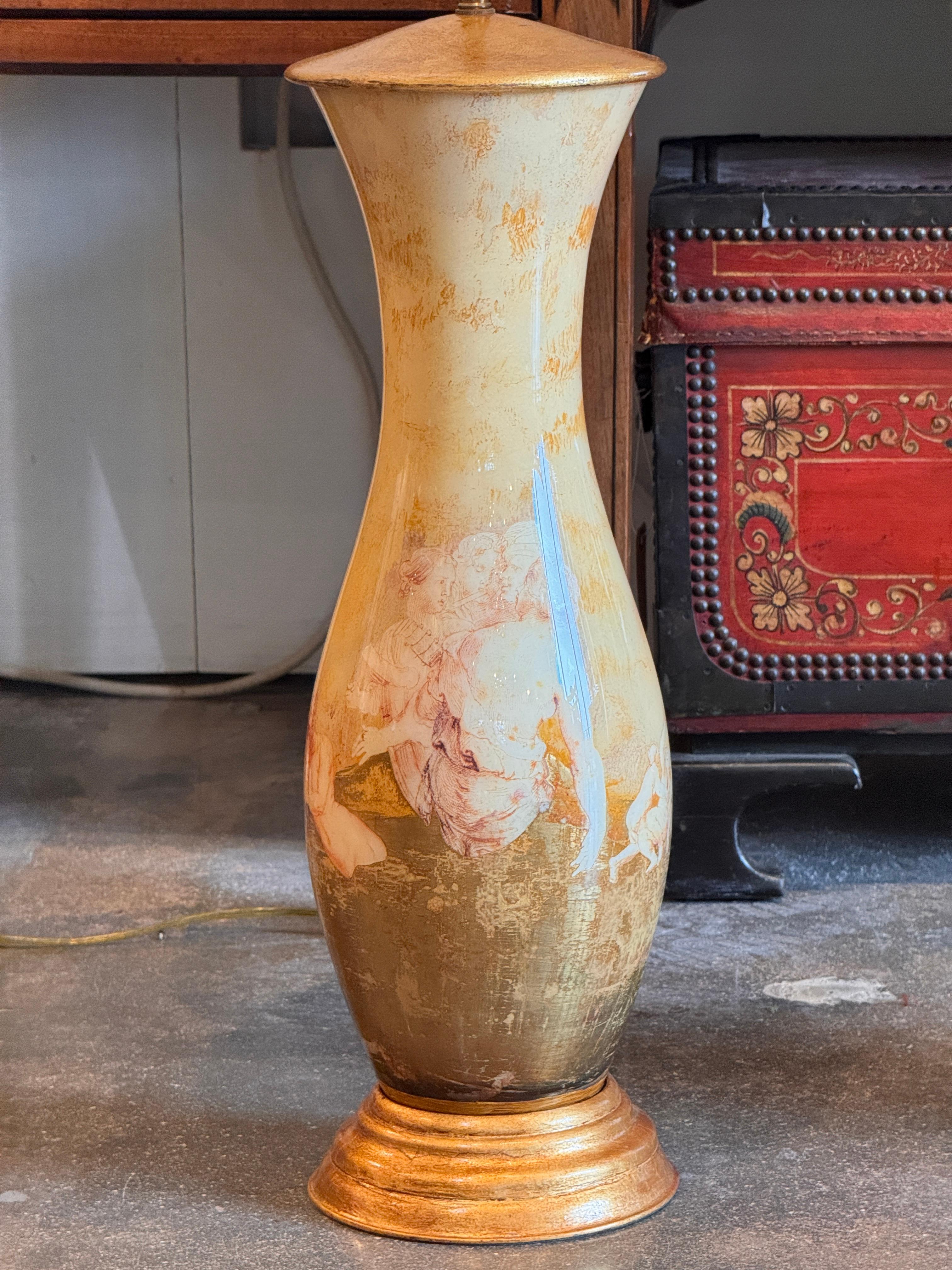 Pareja de Lámparas Decalcomania de los años 50 en venta 2