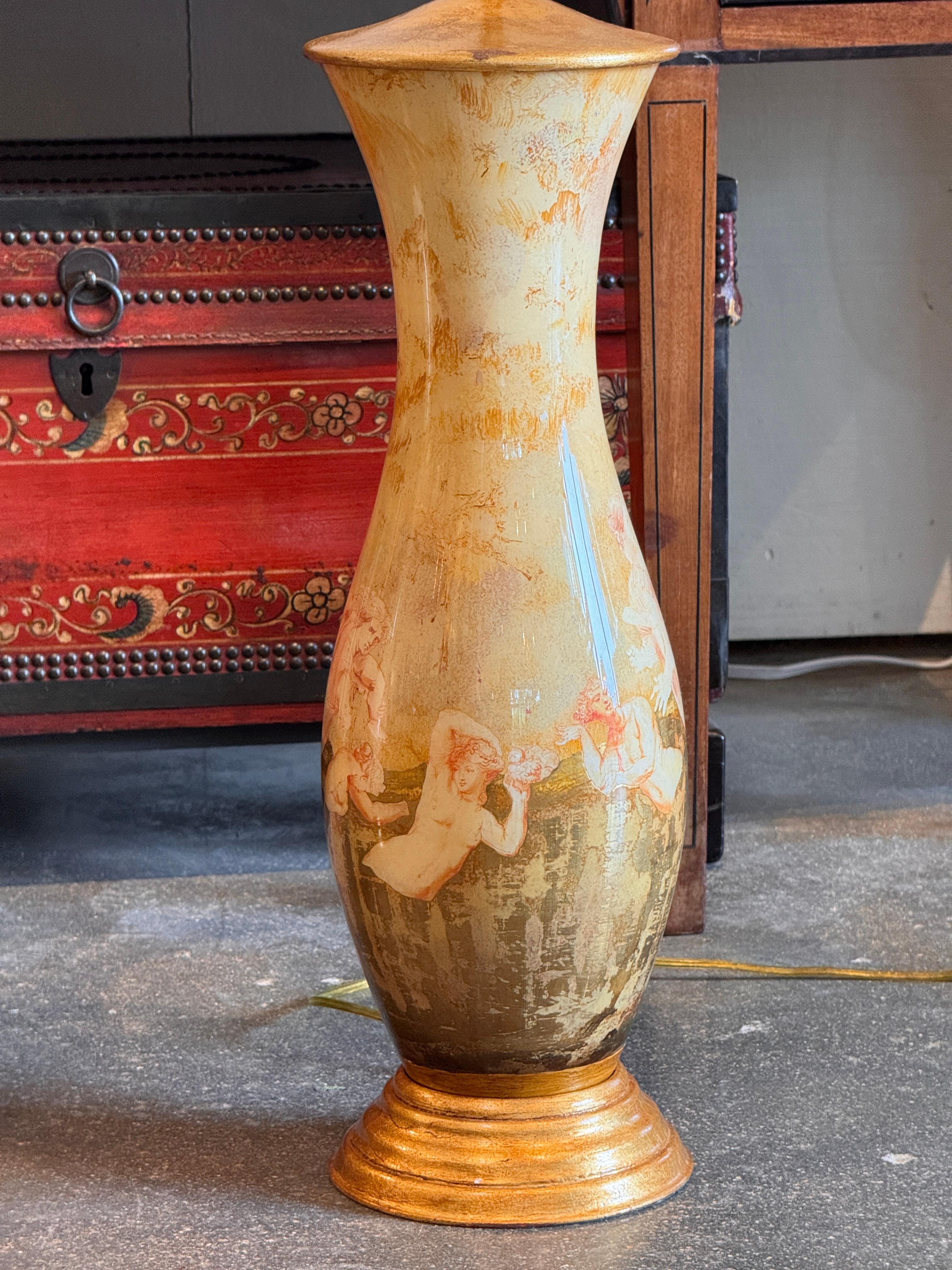 Pareja de Lámparas Decalcomania de los años 50 en venta 3