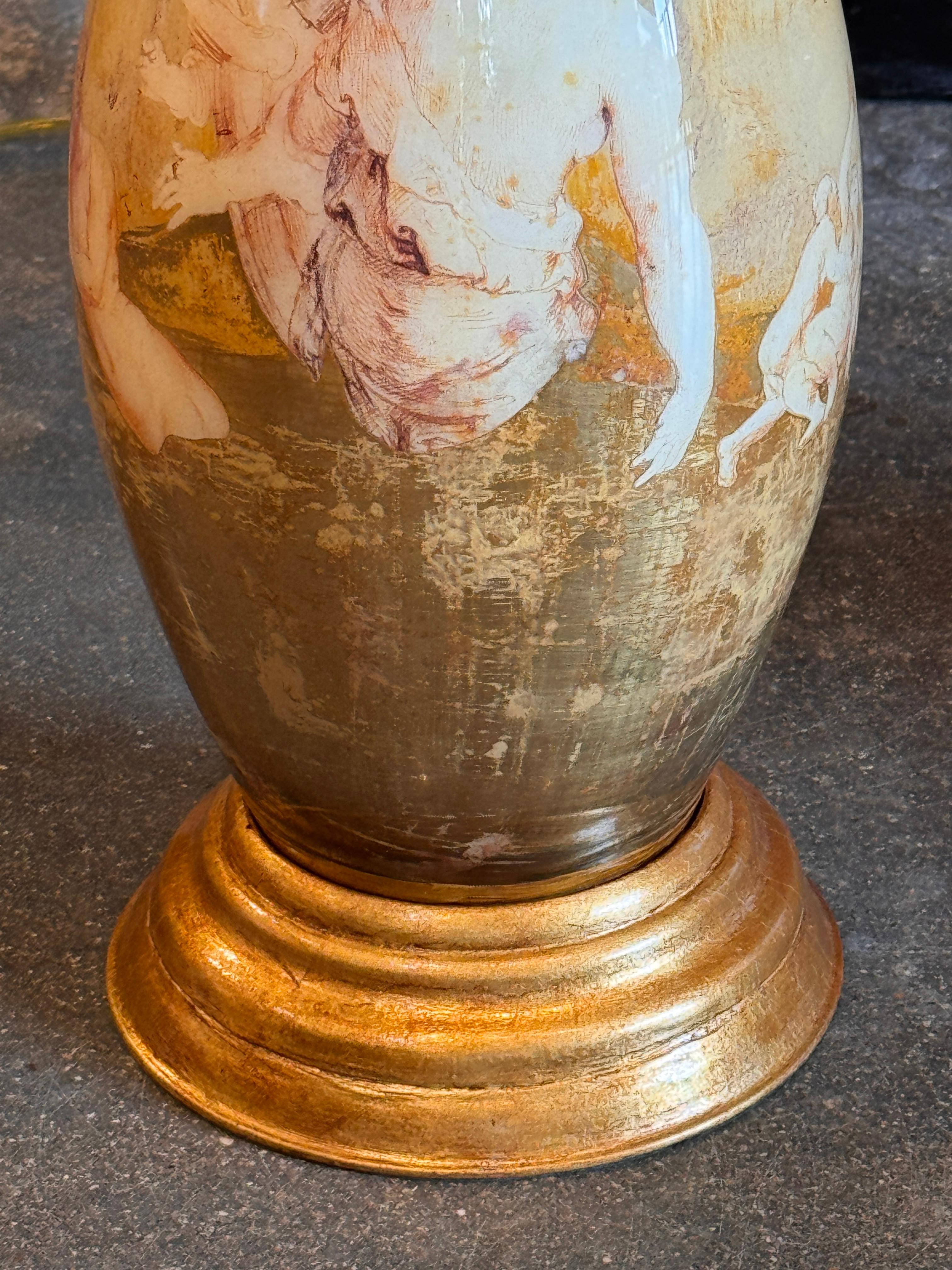 Pareja de Lámparas Decalcomania de los años 50 en venta 4