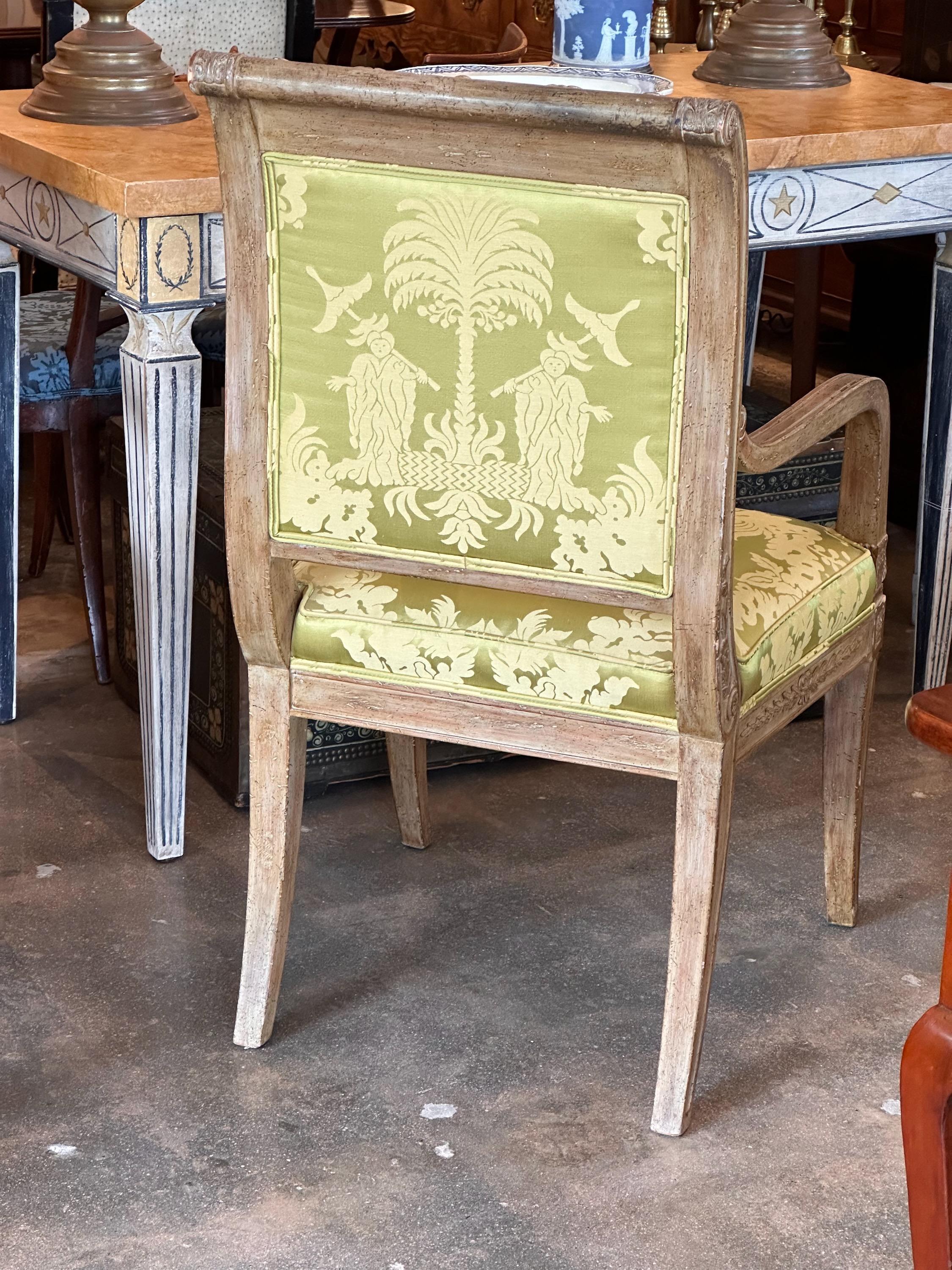 Fabric 1950s Pair of Directoire Chairs For Sale