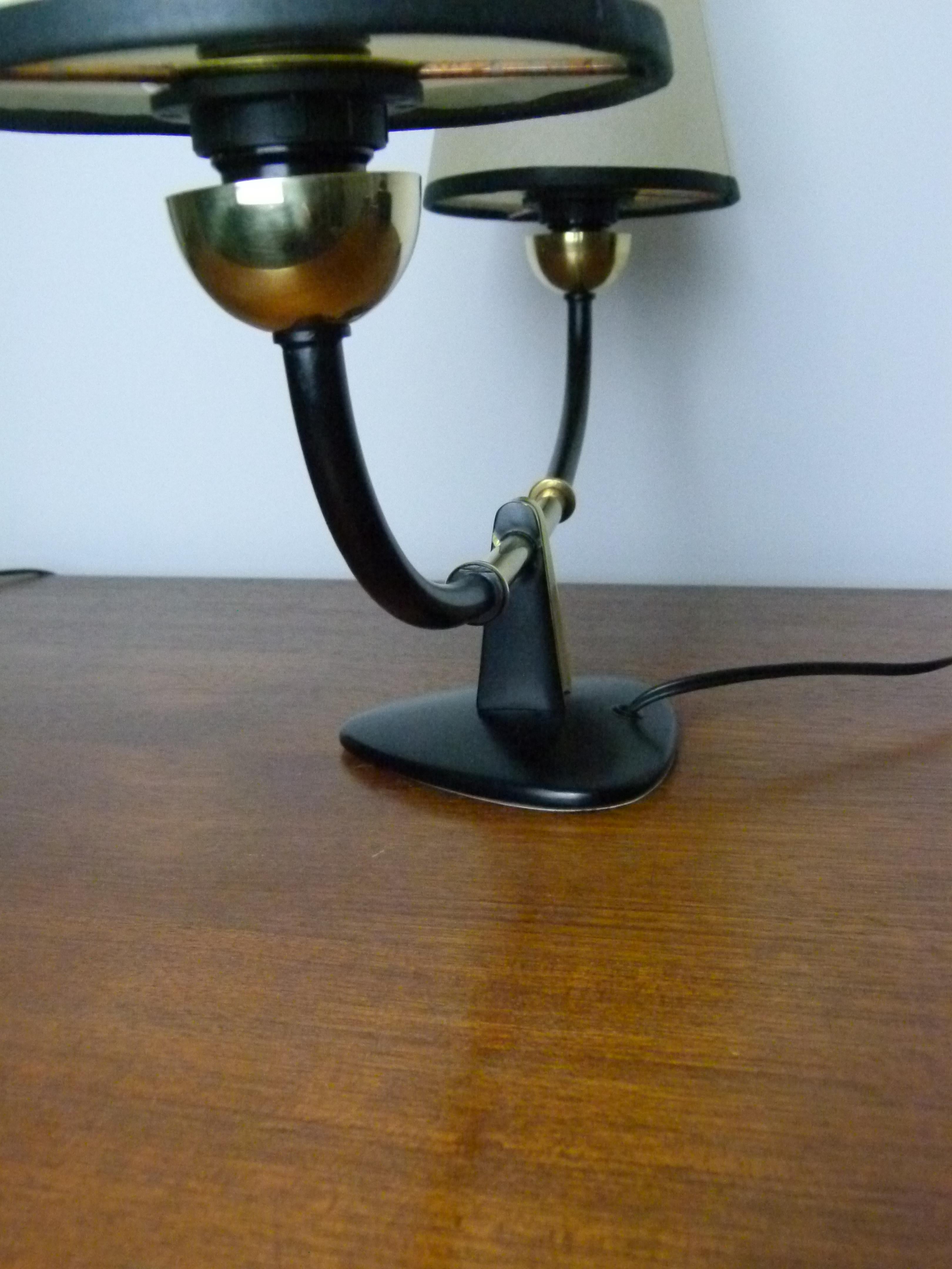 1950s Pair of Double Table Lamps by Maison Lunel 5