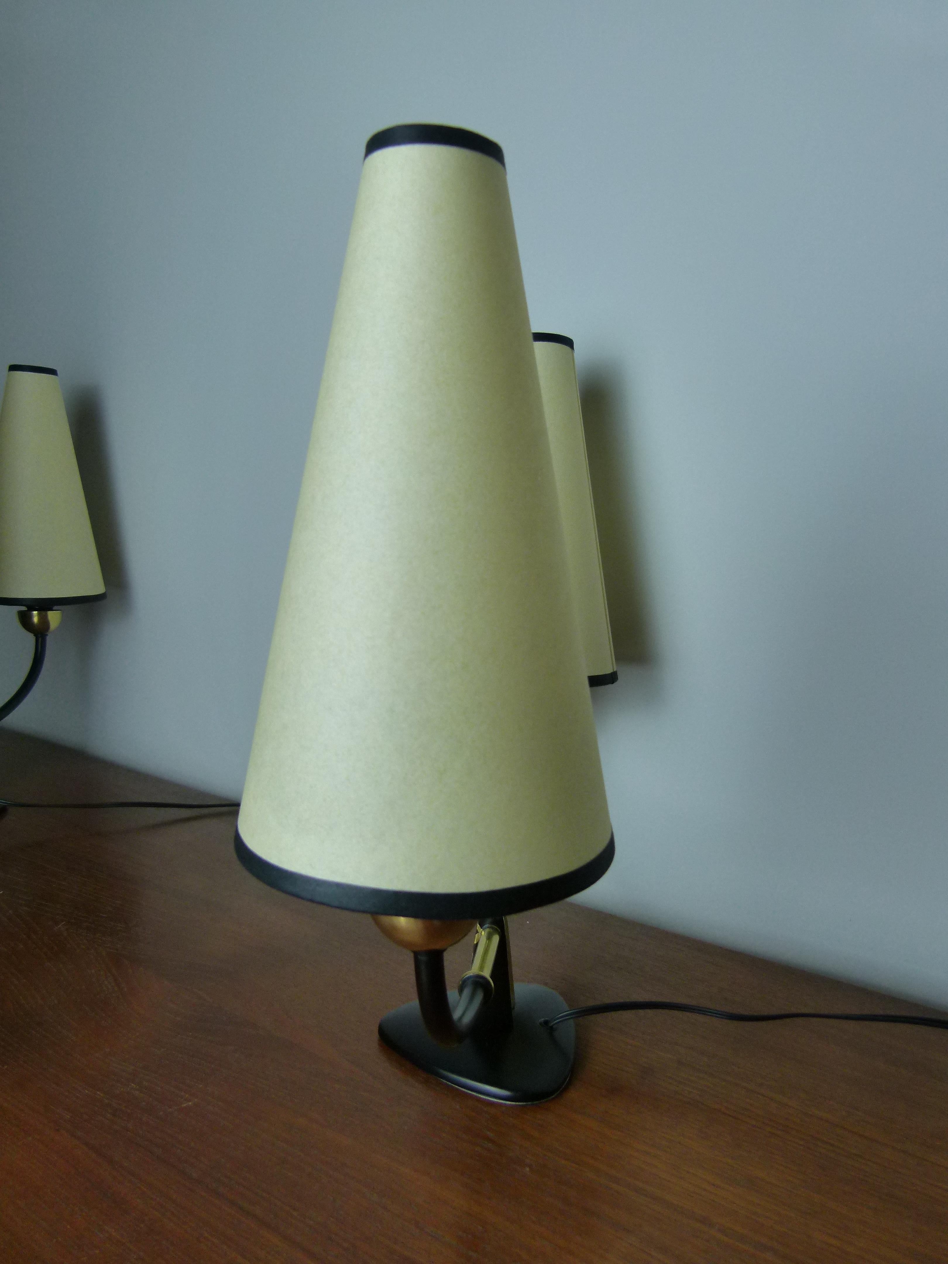 1950s Pair of Double Table Lamps by Maison Lunel 6