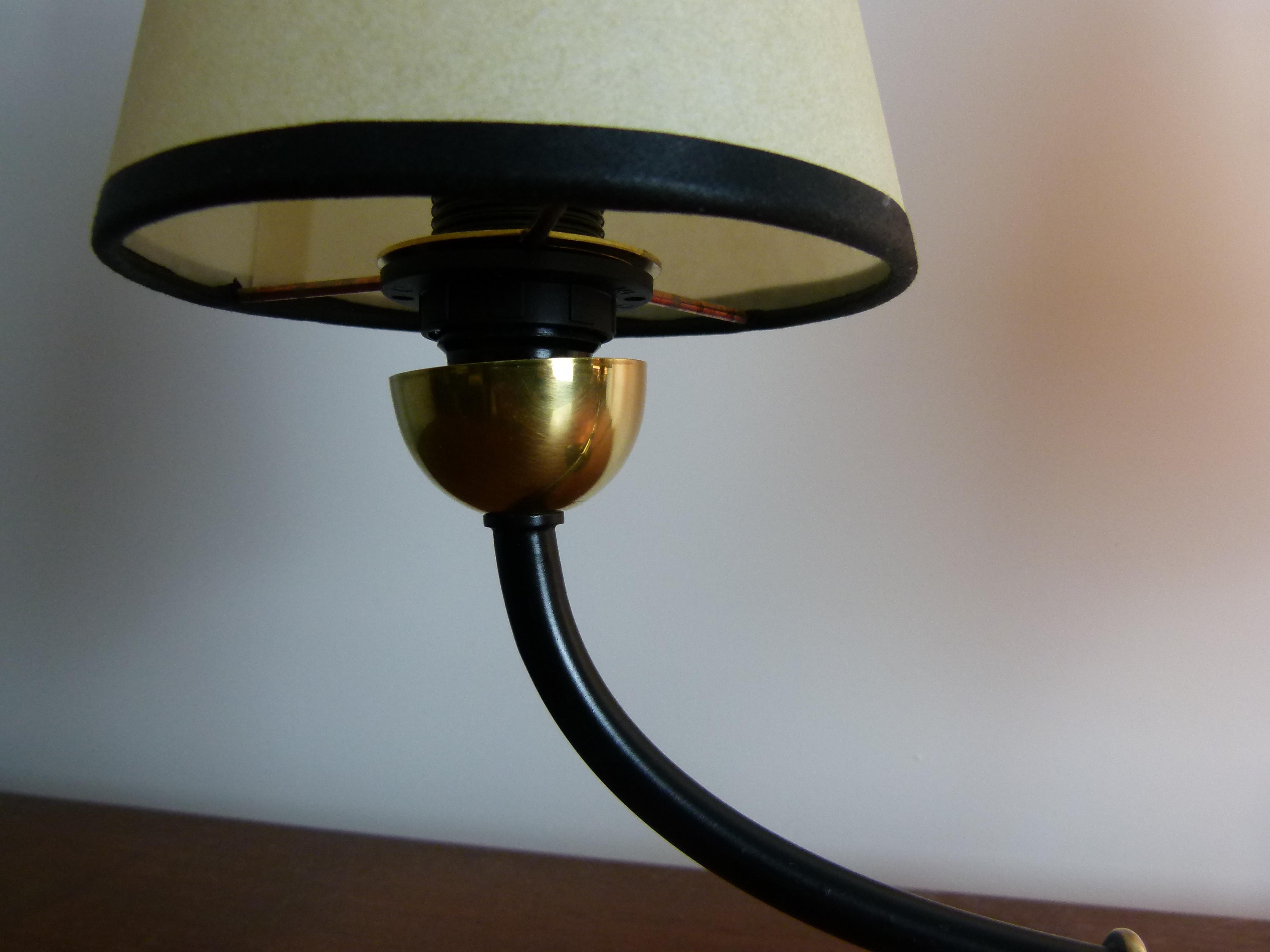 18k Gold 1950s Pair of Double Table Lamps by Maison Lunel