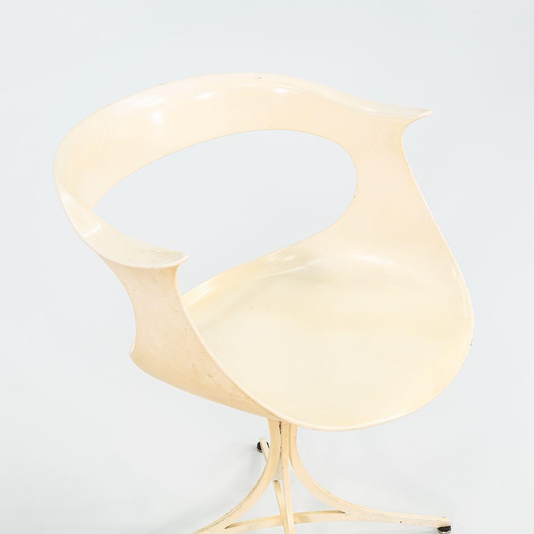 Mid-20th Century 1950s Pair of Erwine and Estelle Laverne Lotus Arm Chairs in White Fiberglass For Sale