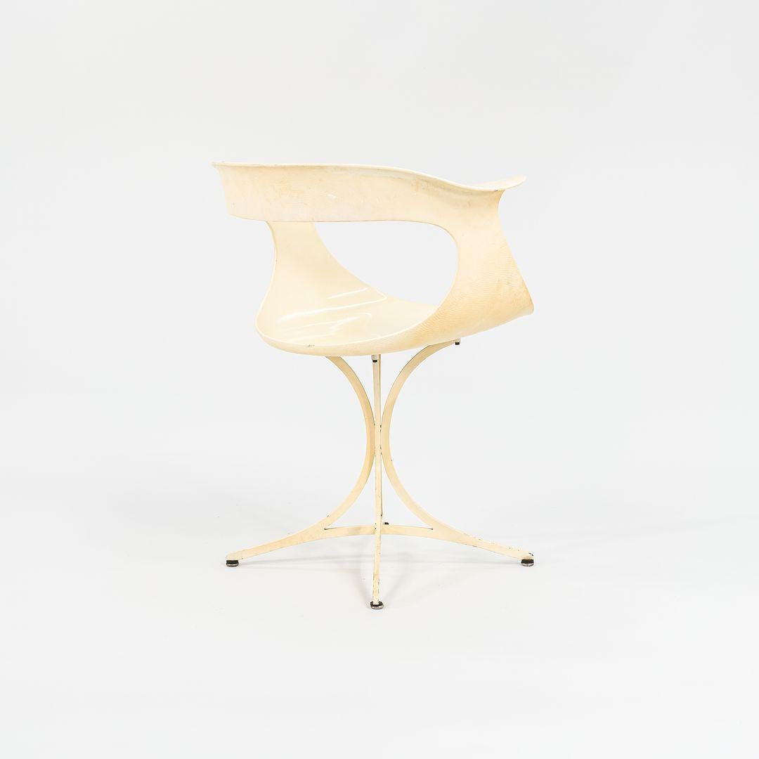 Steel 1950s Pair of Erwine and Estelle Laverne Lotus Arm Chairs in White Fiberglass For Sale
