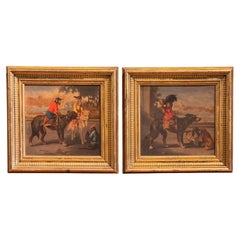 1950er Jahre Paar gerahmte Chromolithografien mit Affen zu Pferd
